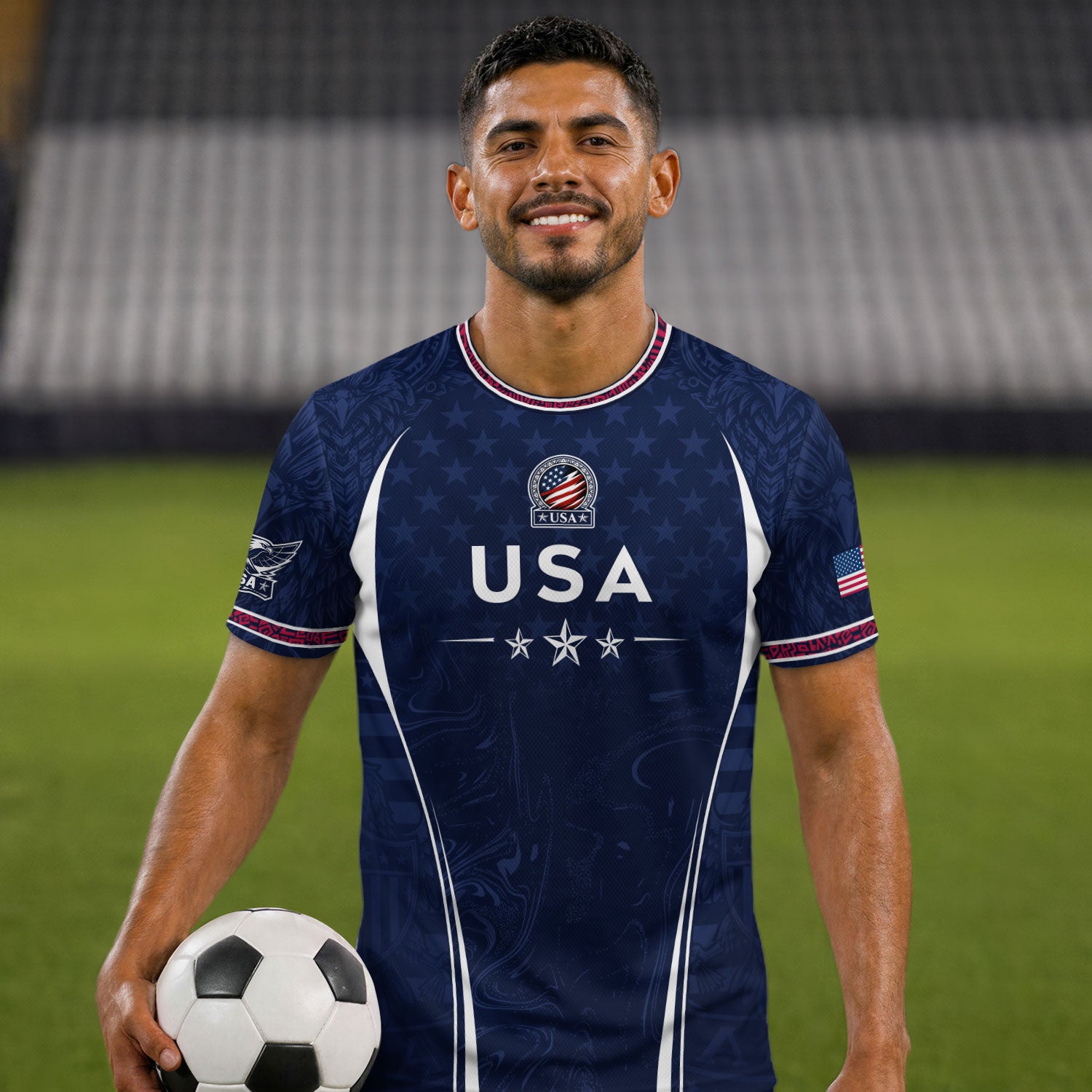 Navy Blue USA Soccer Jersey Patriotic Eagle Football Shirt American Pride Sports Fan Apparel for Men