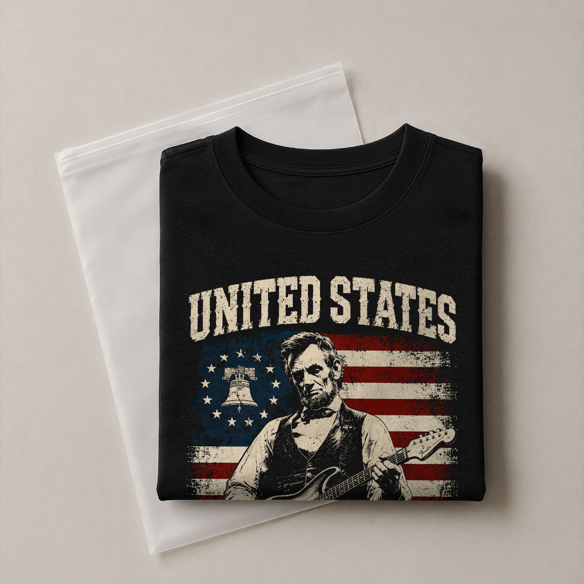 T-Shirt Kid Patriotic 1776-2026 America 250 Years Abraham Lincoln Guitar Children Shirt - Rust Field Wear