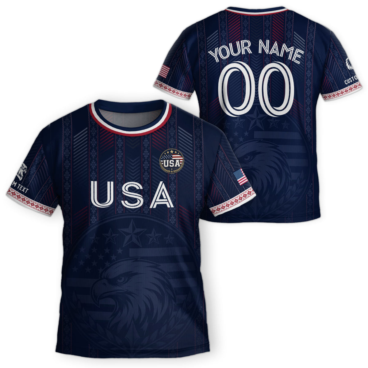 Personalized Youth Soccer Jersey Style Custom Name Number USA Kids Activewear Top - Rust Field Wear
