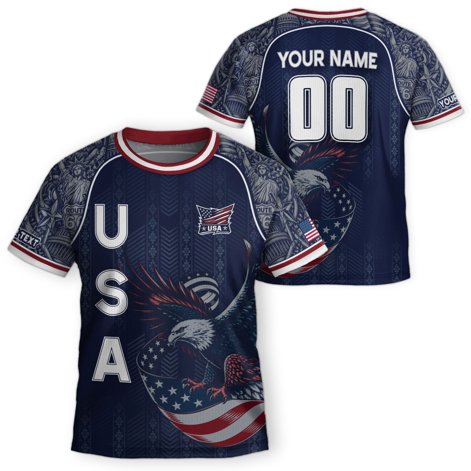 Custom Name Kids Soccer Jersey Personalized USA Youth Eagle Athletic Sport T Shirt