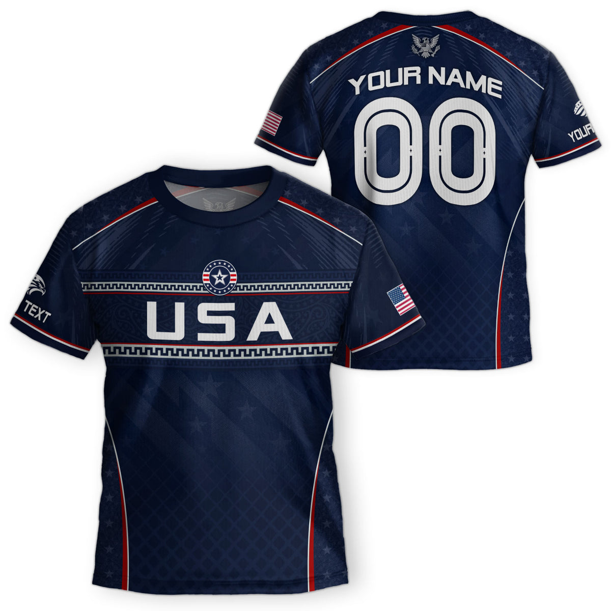 Custom Dark Navy USA Soccer Uniform Personalized Name Number For Kid - Rust Field Wear