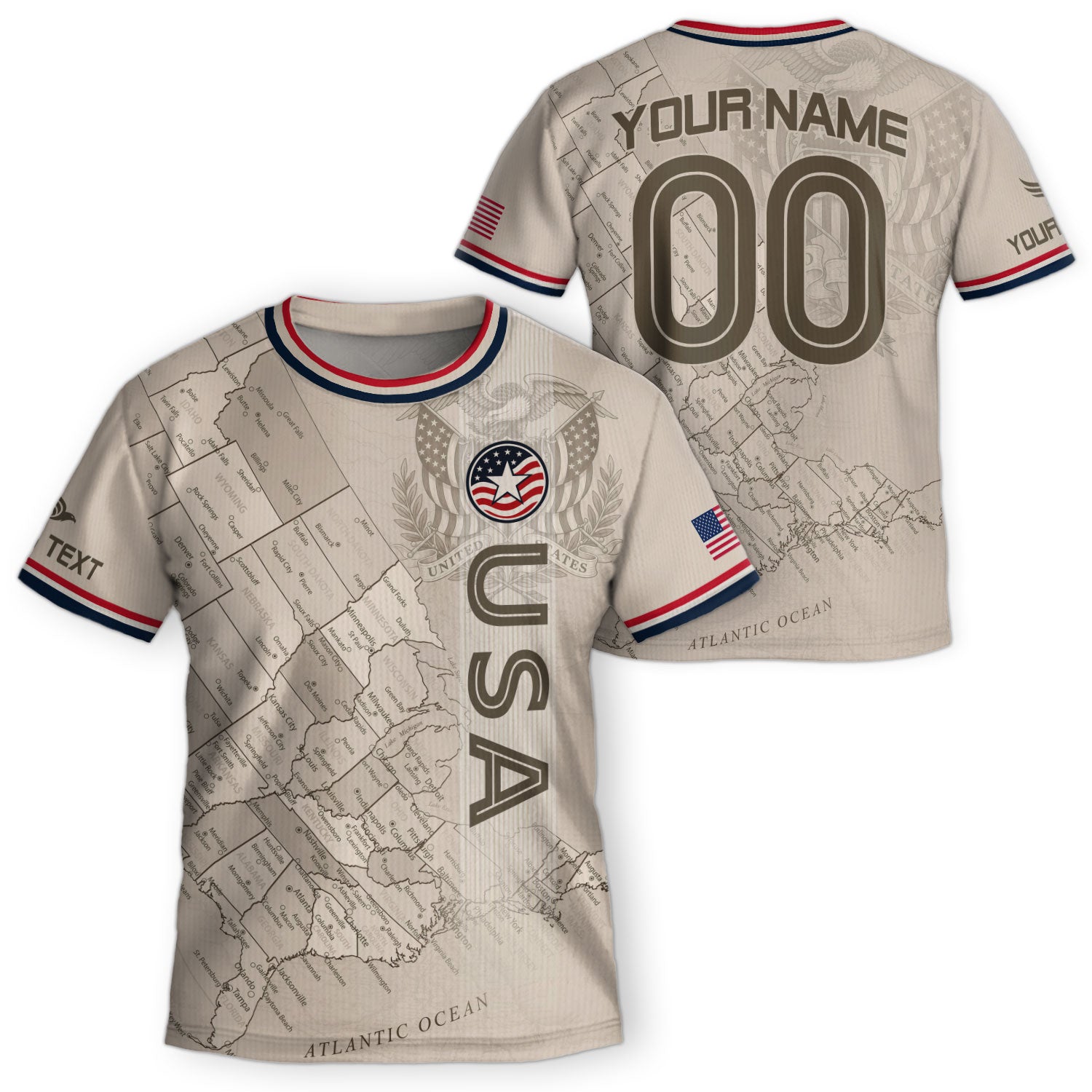 Custom Sand Beige USA Soccer Jersey and Shorts Set Kid Personalized Name and Number