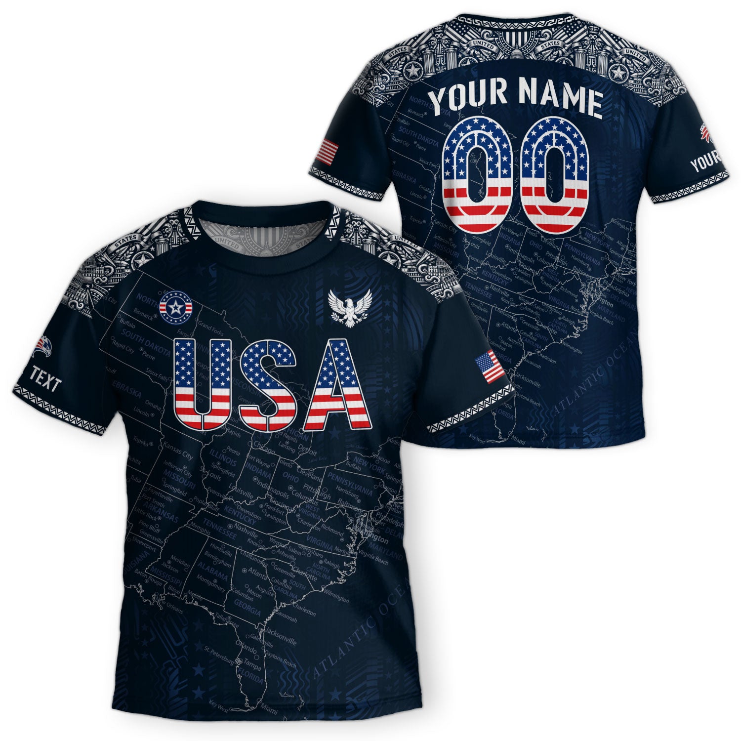 Custom Navy Blue USA Soccer Jersey and Shorts Kid Personalized Name Number