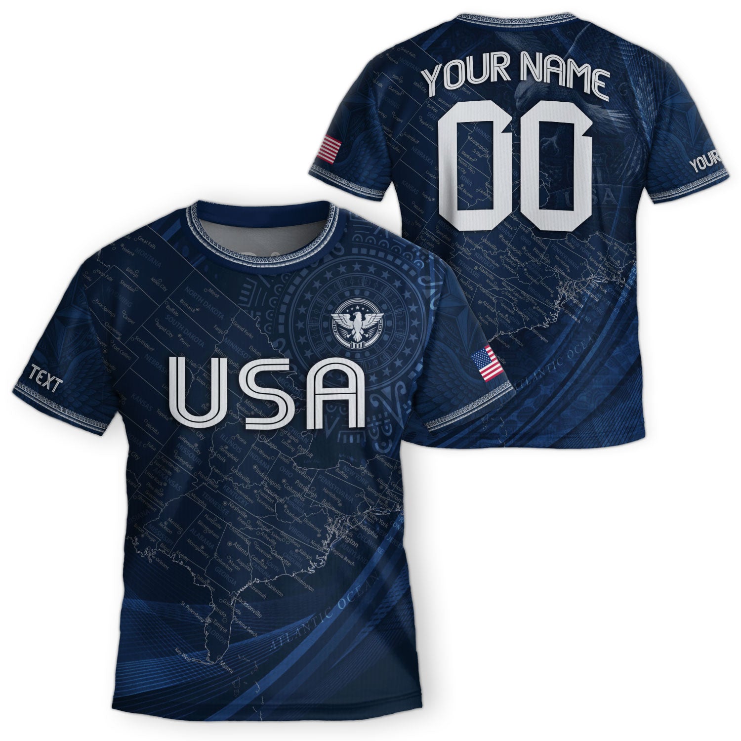 Custom Youth USA Soccer Outfit Navy Blue Jersey and Shorts with Personalized Details