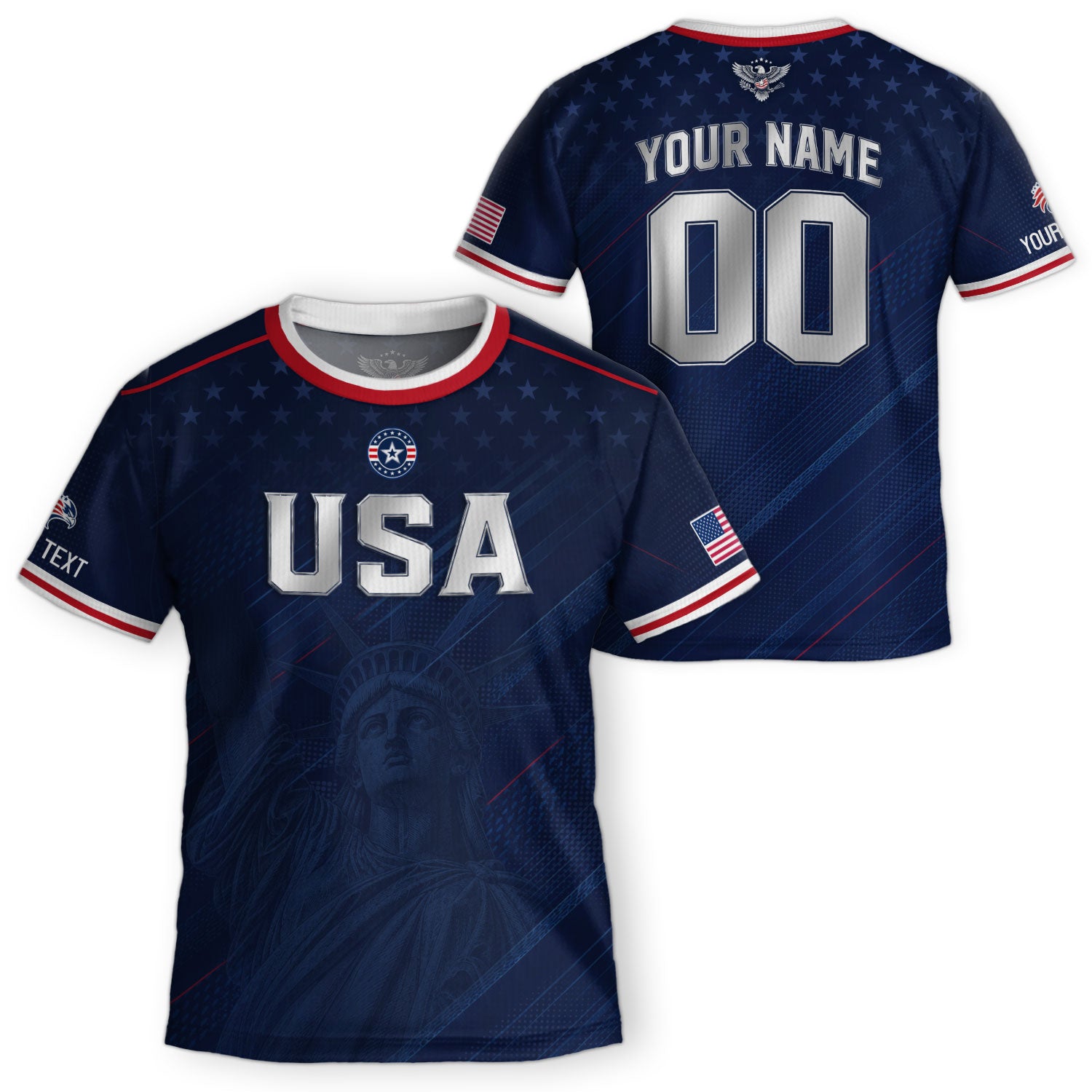 Custom USA Soccer Teamwear Set for Kids Navy and White with Personalized Name Number