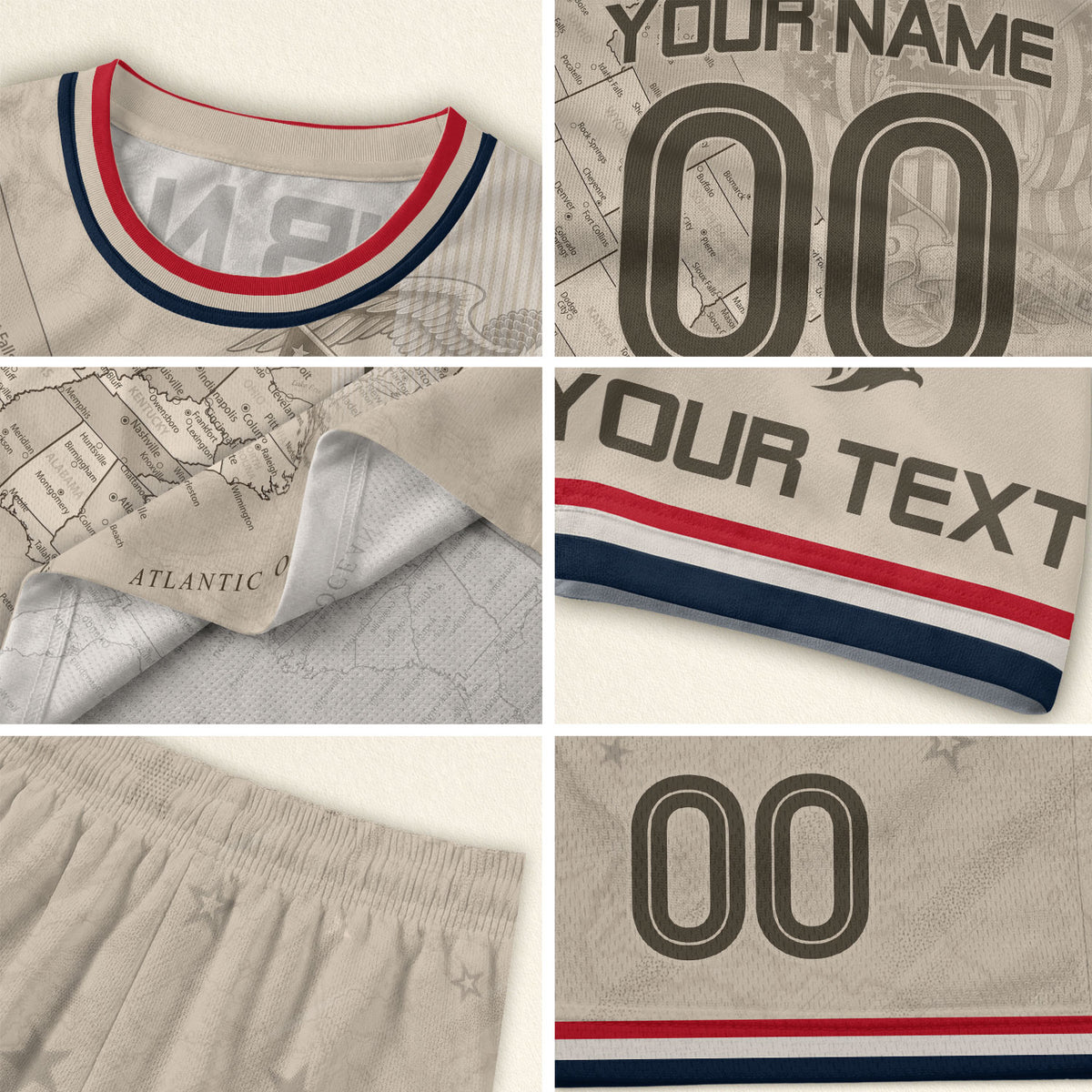 Personalized USA Soccer Jersey Custom Name Number Vintage Map Athletic Training Top - Rust Field Wear