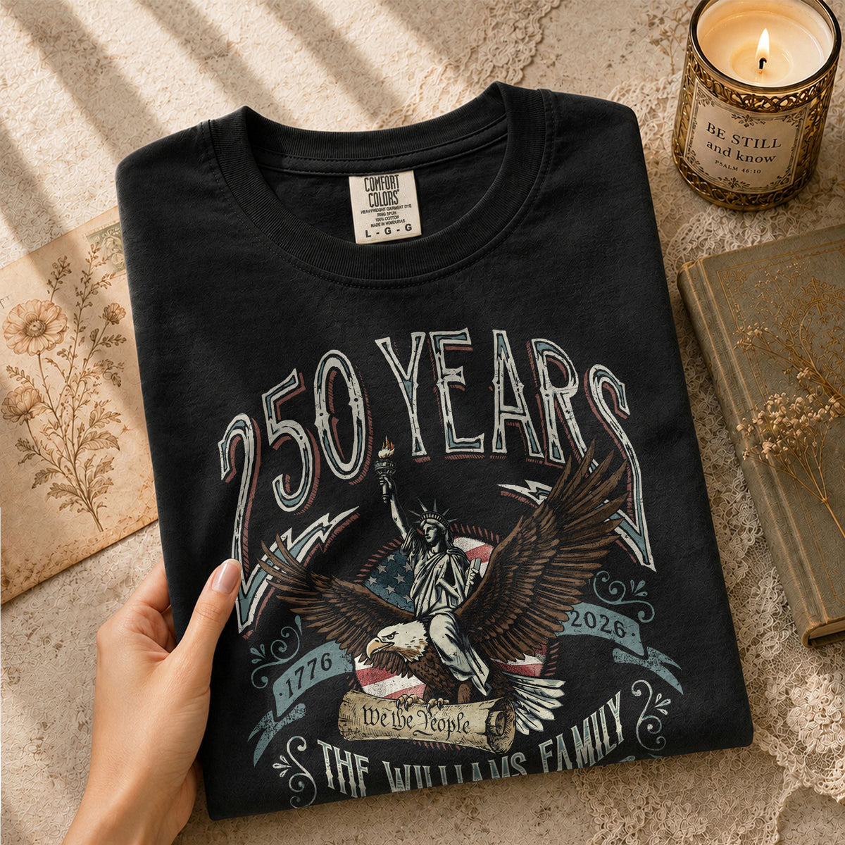 United States 250th Anniversary Liberty Apparel Personalized Custom Family Name Shirts - Rust Field Wear