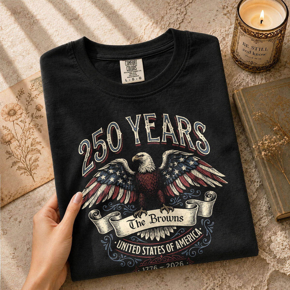 Family Name Custom Holiday Shirts Personalized USA 250 Years Freedom Men Women Tee - Rust Field Wear