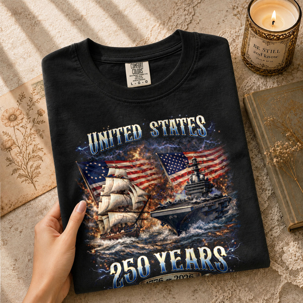 Warship Sailing Vessel Holiday Graphic Tee Customized Custom Family Name USA Shirts - Rust Field Wear