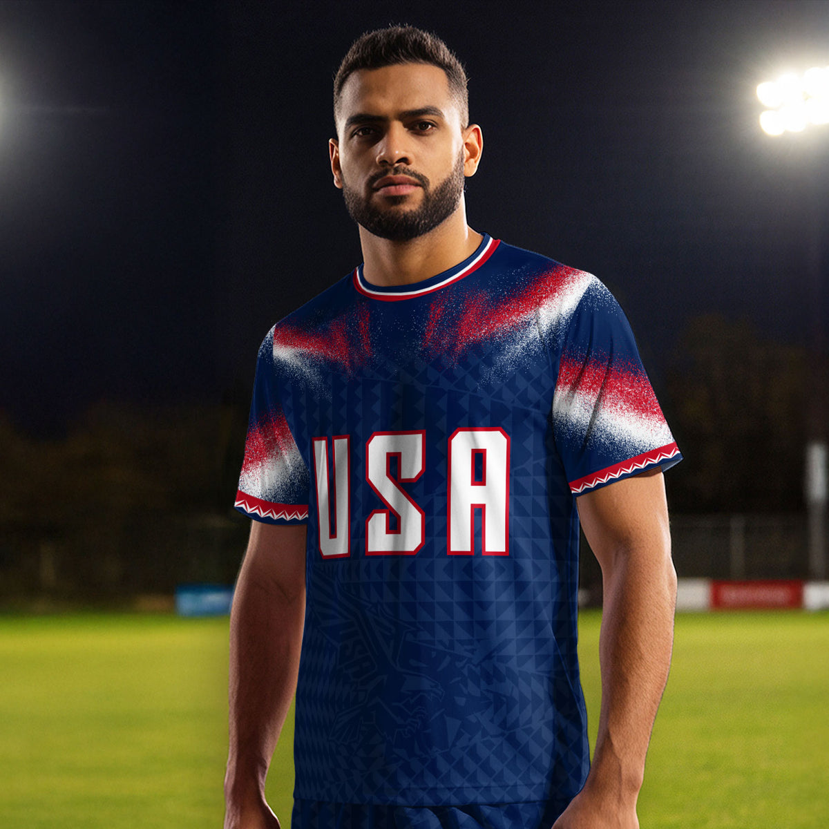 USA Soccer Jersey Men Patriotic Eagle Graphic Tee American Pride Football Shirt - Rust Field Wear