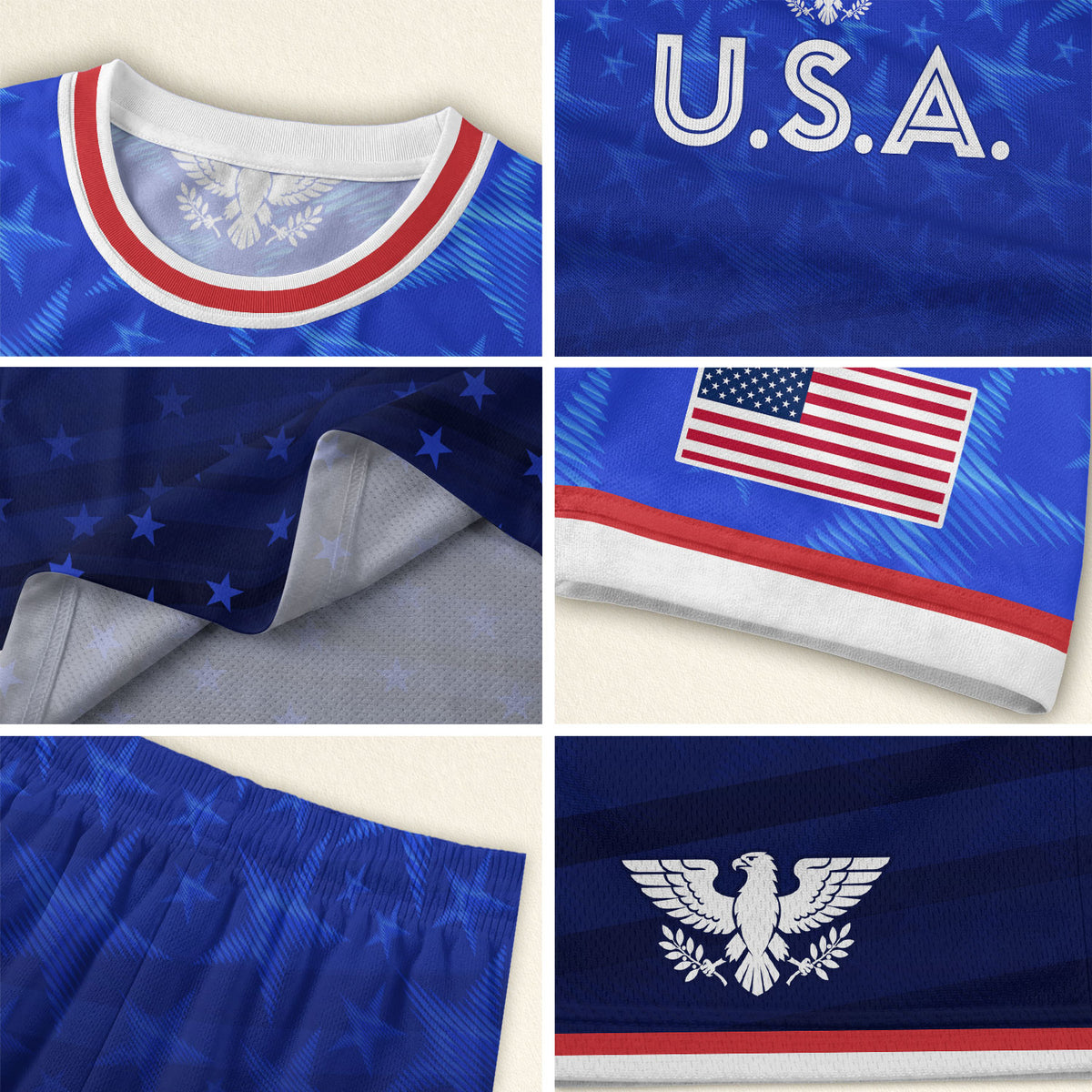USA Soccer Jersey Adult Blue Patriotic Stars Shirt American Football Team Tee