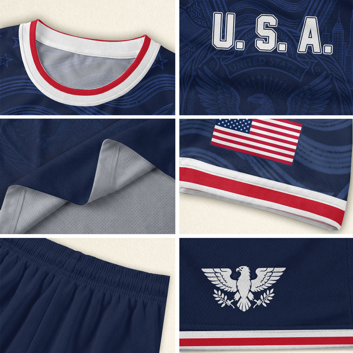 USA Eagle Patriotic Soccer Jersey Adult Navy Blue American Flag Independence Shirt