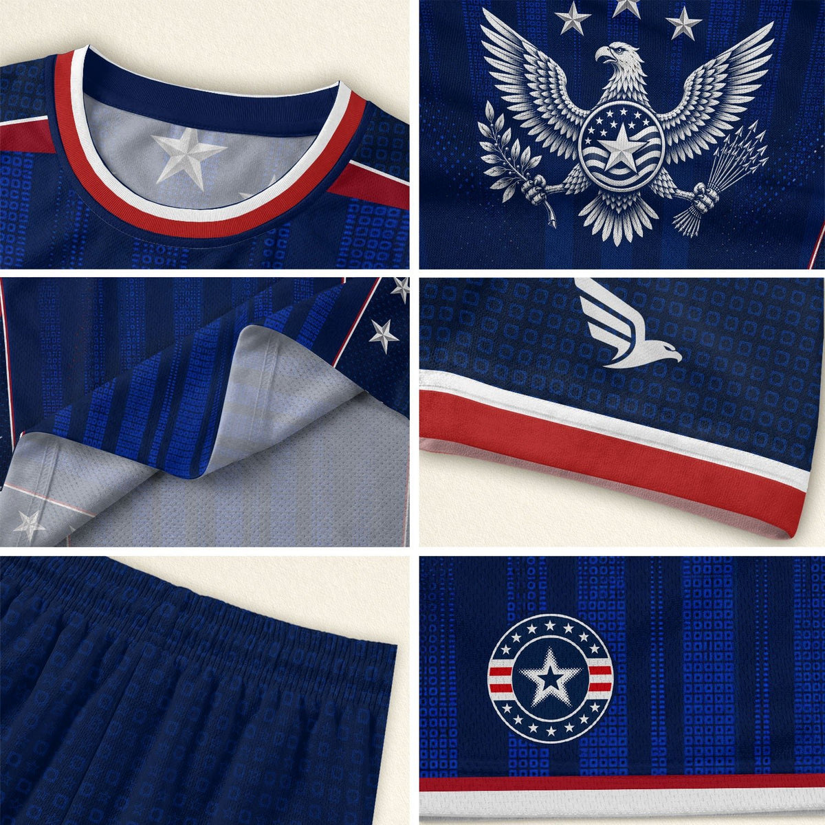 Adult USA Soccer Jersey Navy Blue Patriotic Vertical Stripe Star Side United States Tee - Rust Field Wear