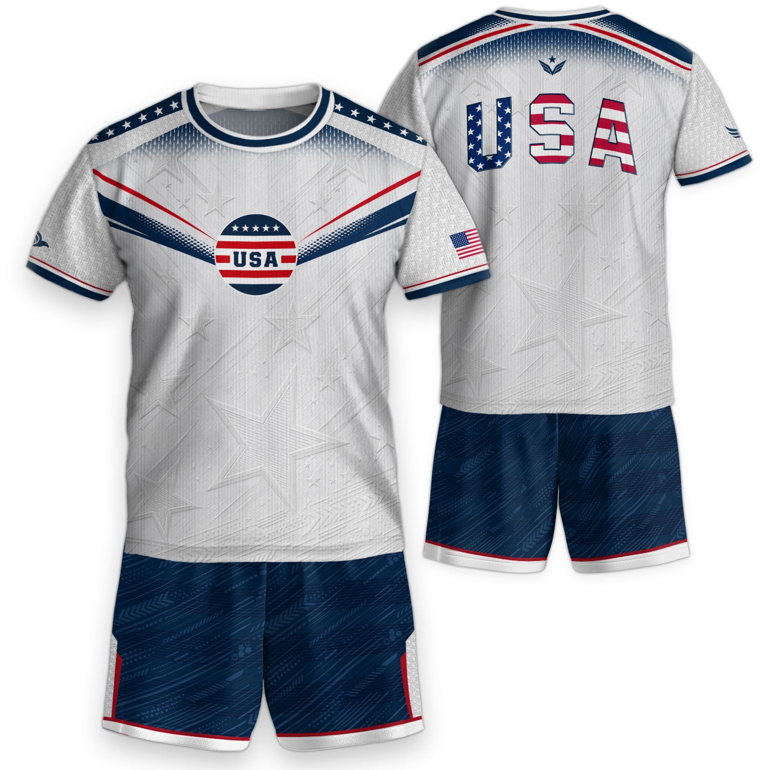 Kids USA Soccer Jersey Youth Patriotic White Chevron Emblem Star United States Sport Tee