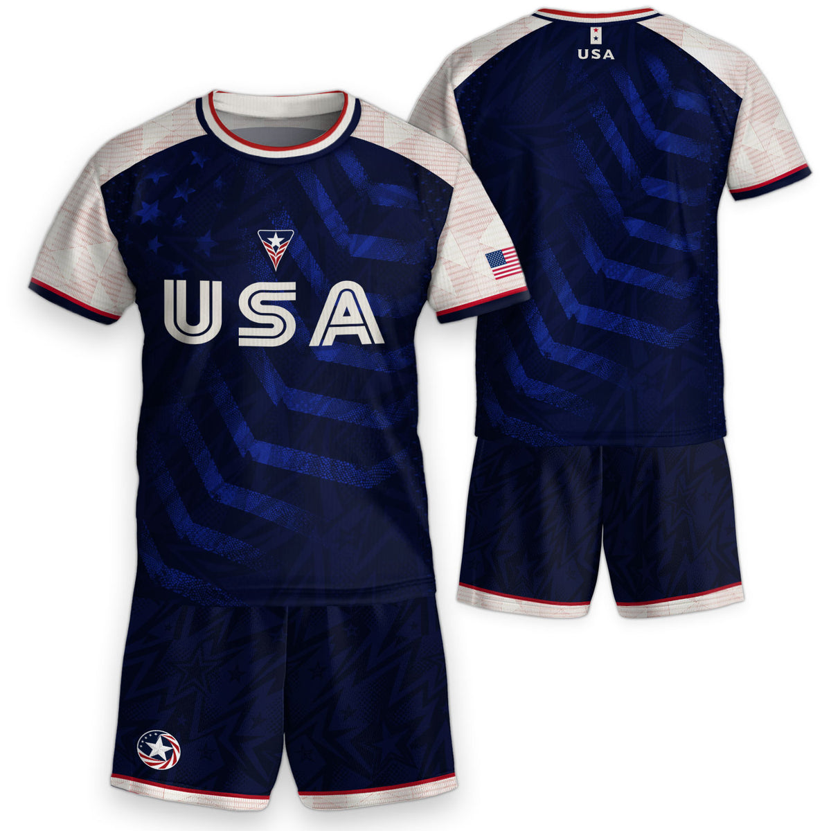 Kids USA Soccer Jersey Youth Children Patriotic Subtle Star Pattern United States Tee - Rust Field Wear