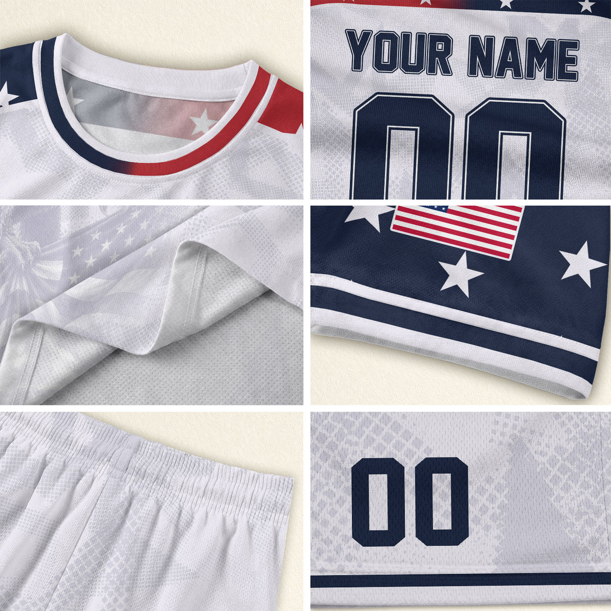 Custom USA Soccer Jersey White American Football Shirt Sports Fan Gear Name Men - Rust Field Wear