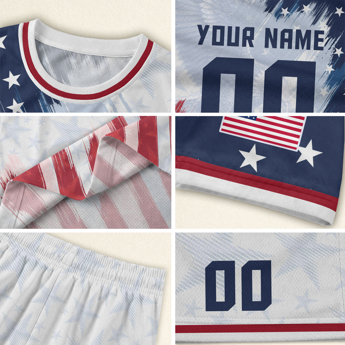 USA Soccer Jersey White Custom American Football Shirt Graphic Patriotic Tee Men - Rust Field Wear