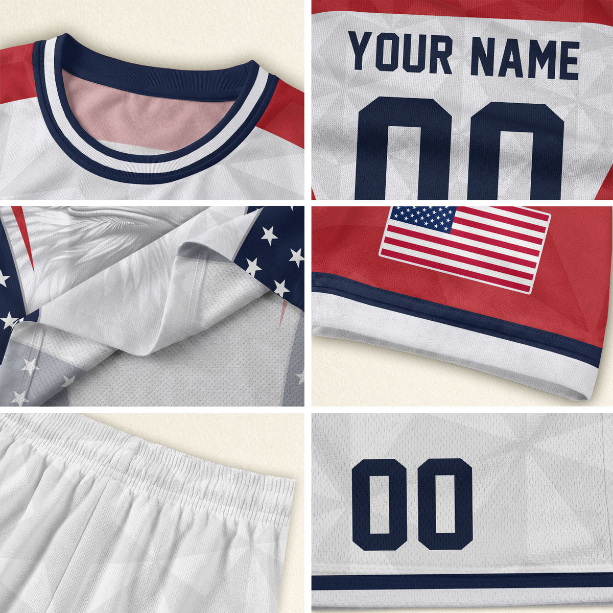 USA Soccer Jersey White Personalized American Football Shirt Eagle Pattern Team Men - Rust Field Wear