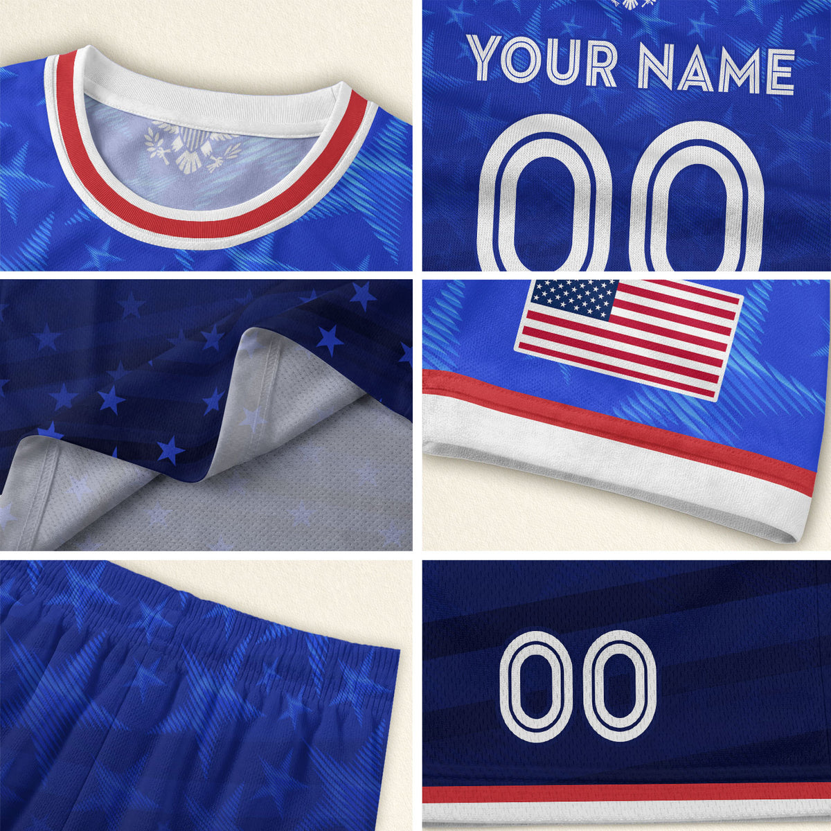 USA Soccer Jersey Blue Personalized American Football Shirt All Over Stars Print Men - Rust Field Wear