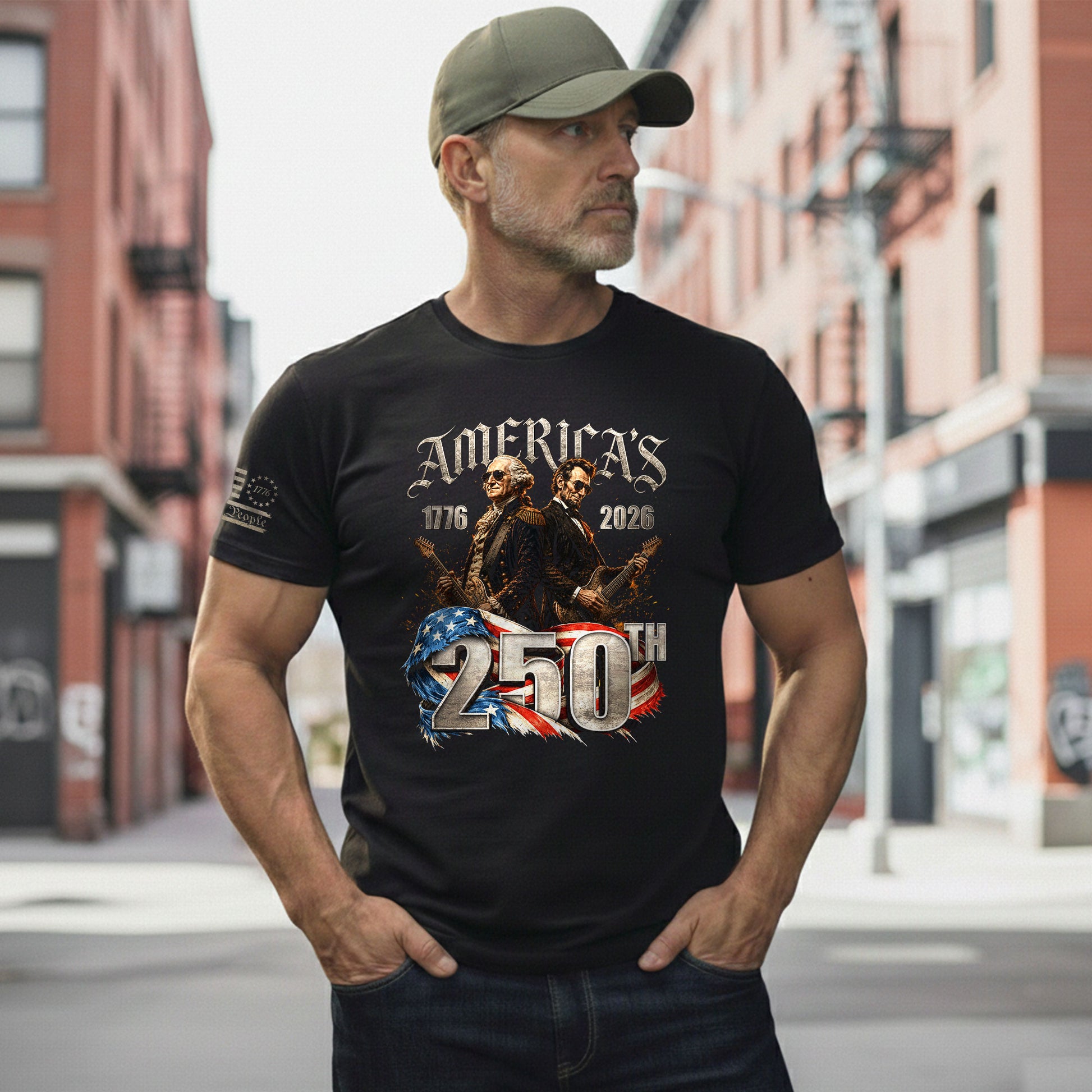 Washington Lincoln Guitar T-Shirt 1776-2026 Historical Patriotic Graphic Tee Anniversary Gift - Rust Field Wear