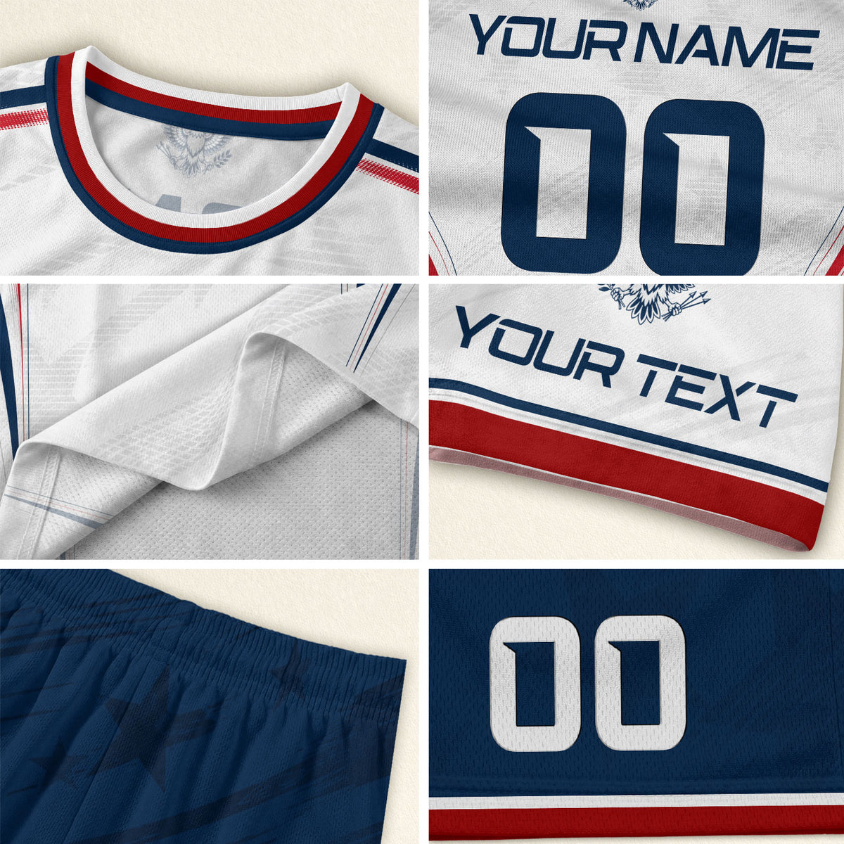 Custom White USA Soccer Jersey Personalized Adult Name Number Patriotic Sports Uniform - Rust Field Wear
