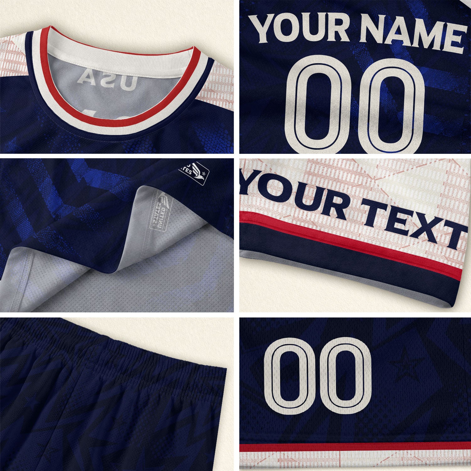 Custom Dark Blue USA Soccer Jersey - Personalized Name & Number American Sports Gear