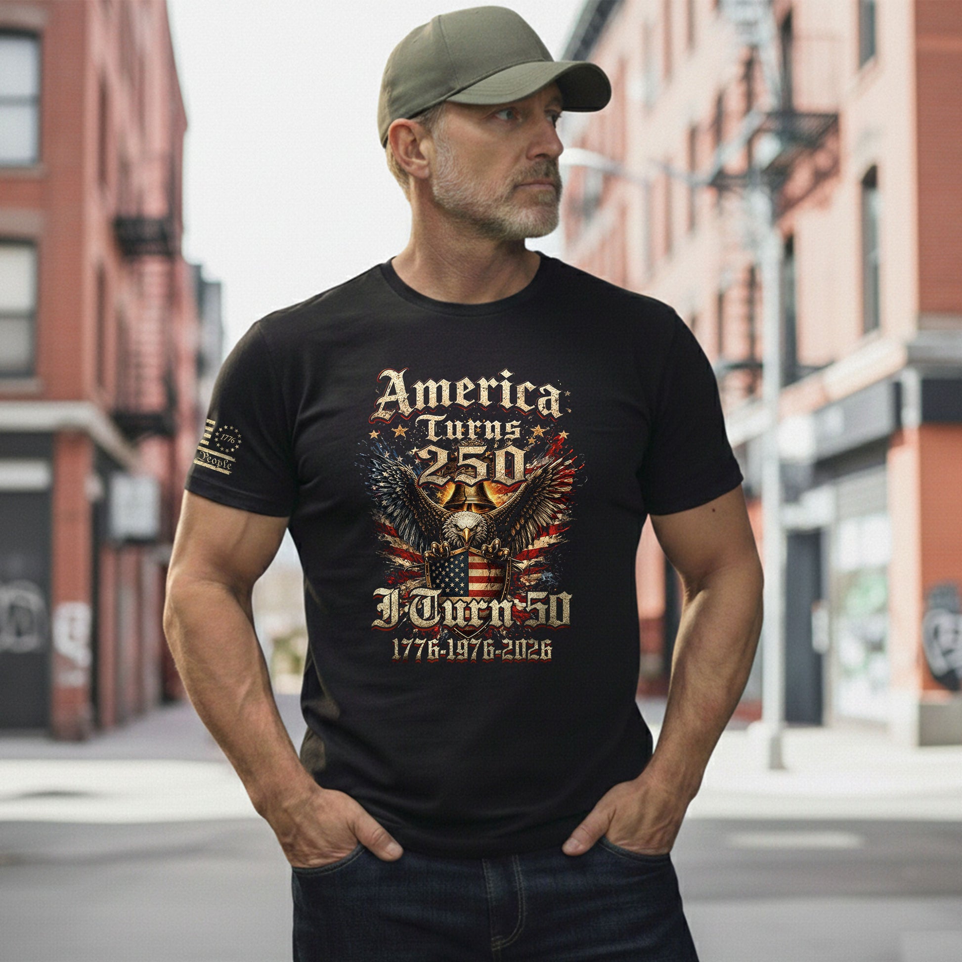 America Turns 250 I Turn 50 Shirt Vintage 1976 Birthday Eagle Patriotic T-Shirt Gift - Rust Field Wear