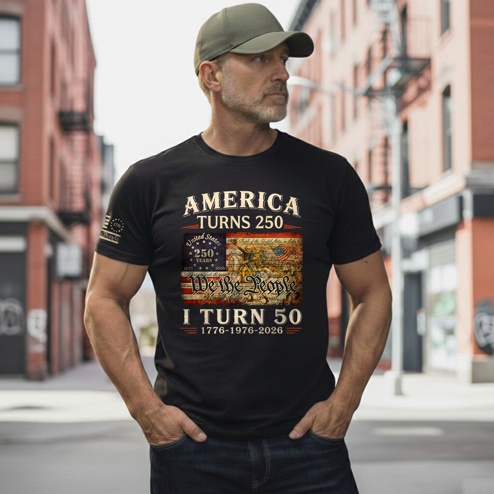 Golden 50th Birthday Shirt Patriotic Historical Art T-Shirt Gift Born in 1976 2026 - Rust Field Wear