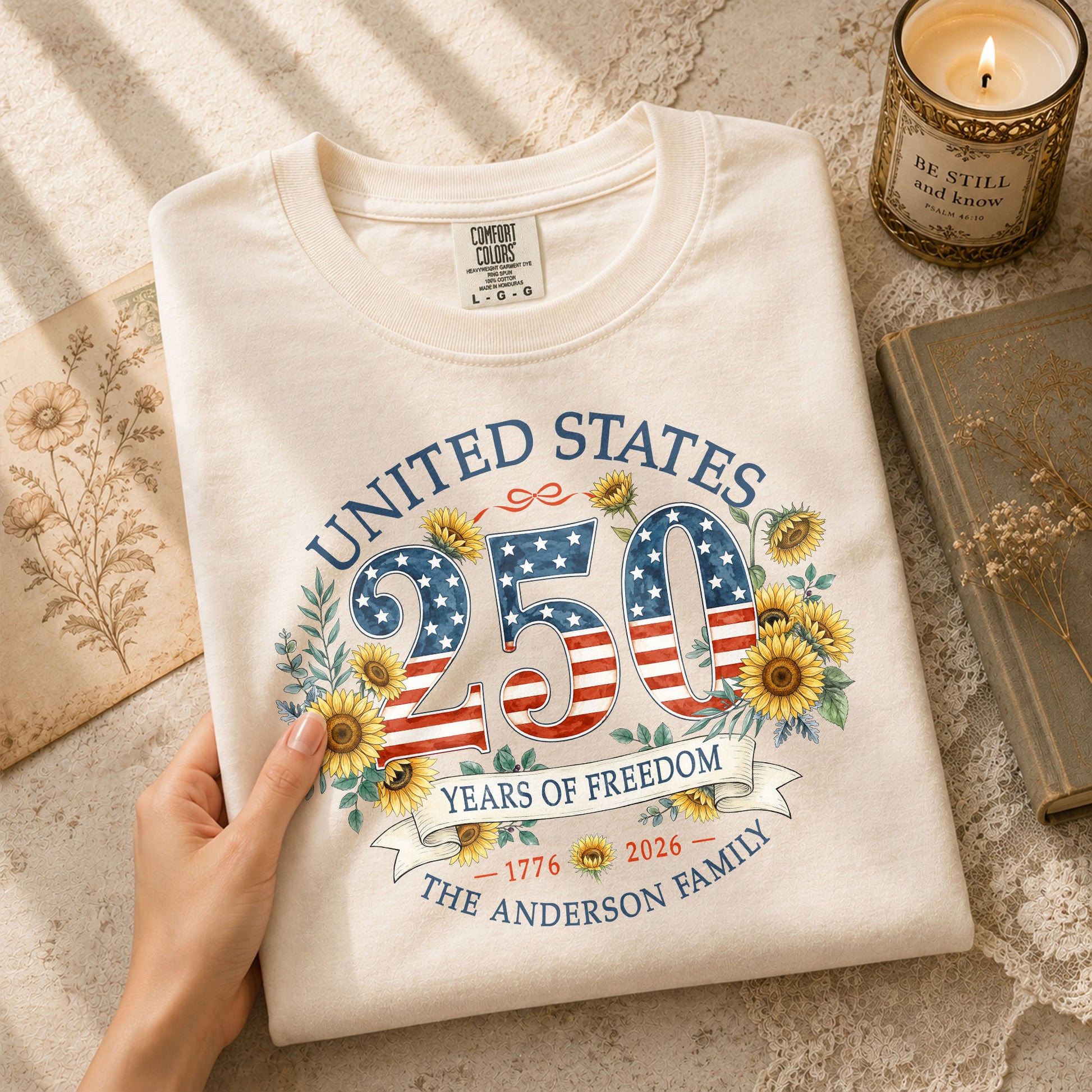 Custom Family Shirt Vintage 4th of July Patriotic 250th Years of Freedom 1776 2026 Sunflower - Rust Field Wear