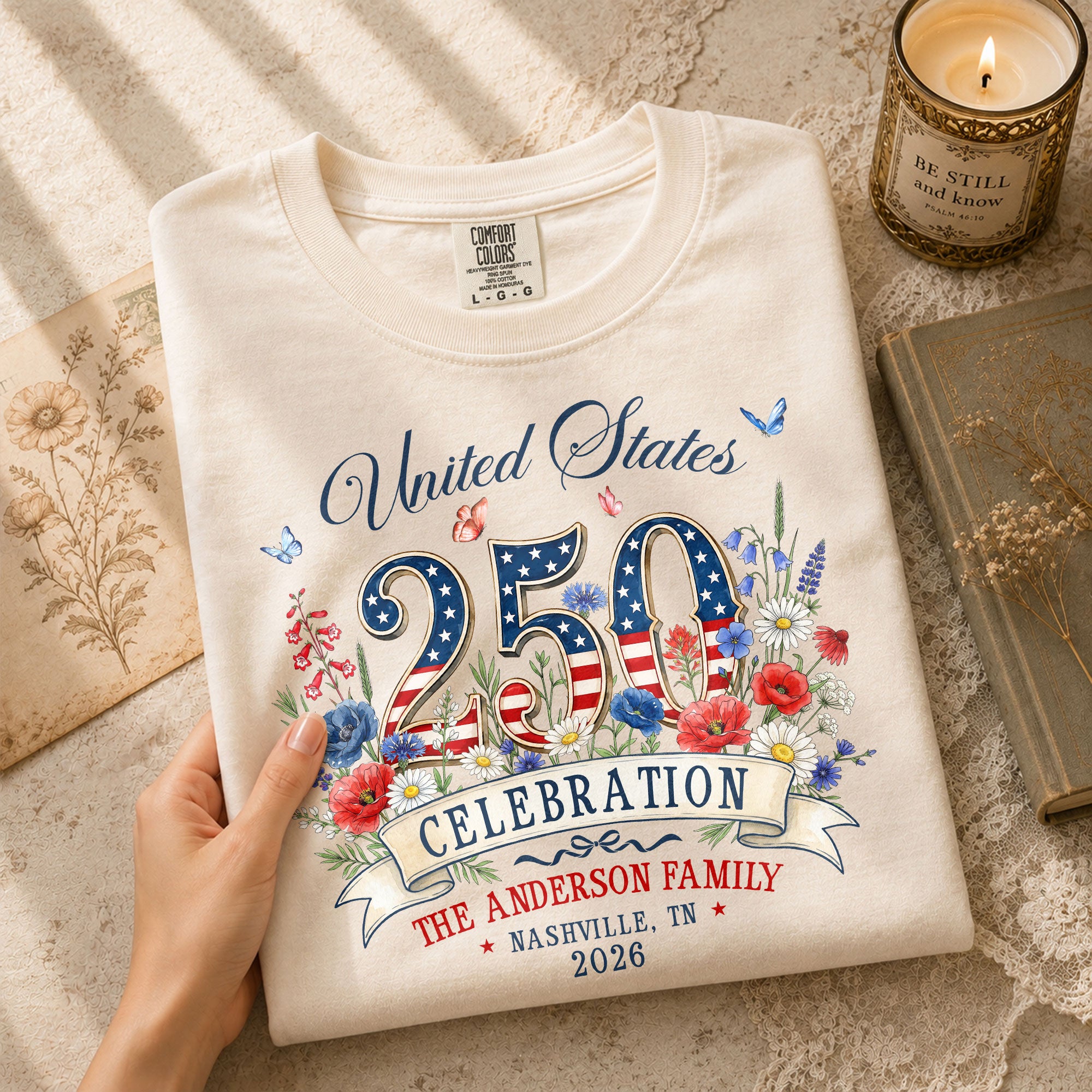 Custom Family Shirt United States Celebration 2026 250th Anniversary Patriotic Floral Gift - Rust Field Wear