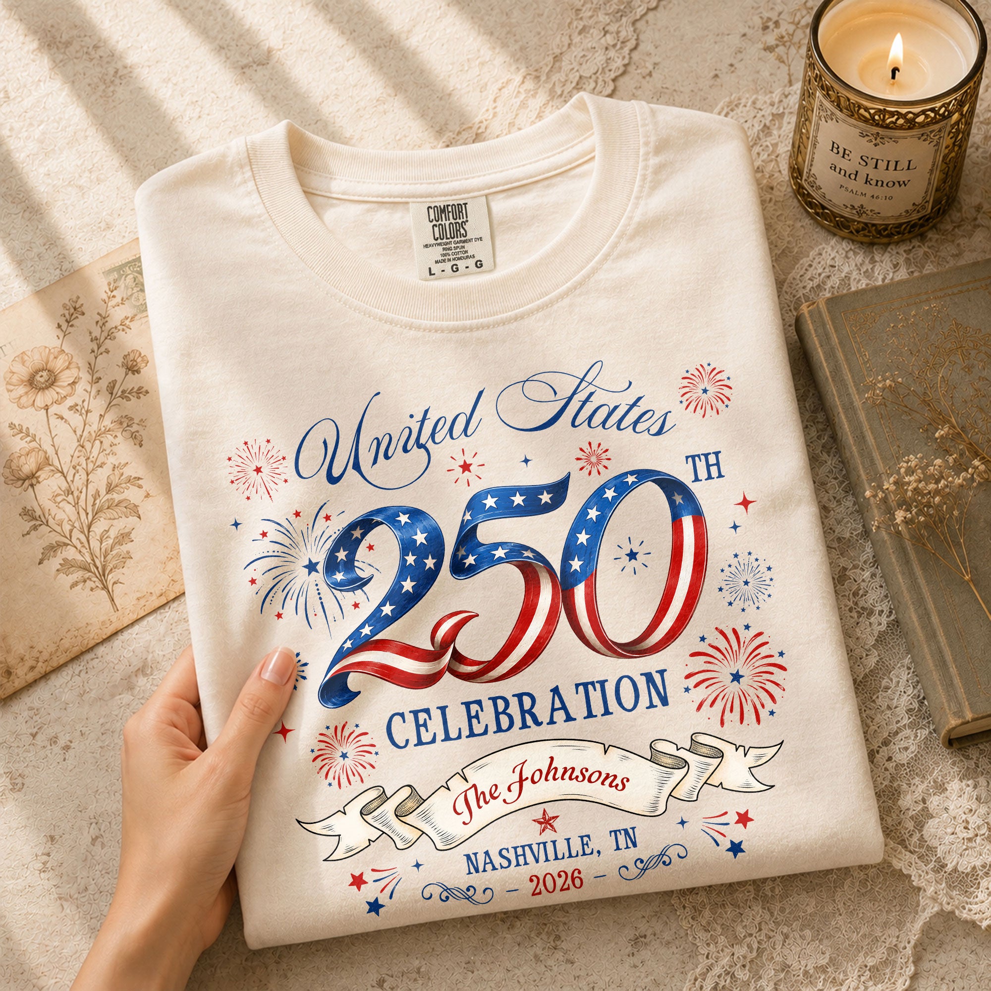 Custom Family Shirt 4th of July Patriotic United States Celebration 2026 250th Vintage Ribbon - Rust Field Wear