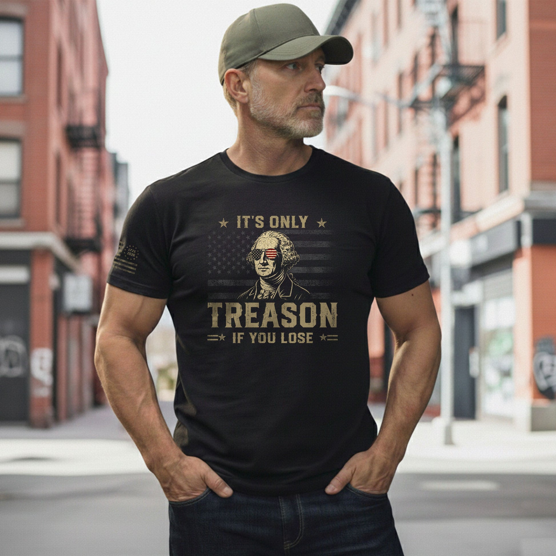 It's Only Treason If You Lose Shirt George Washington Patriotic American Flag 2D Tee - Rust Field Wear