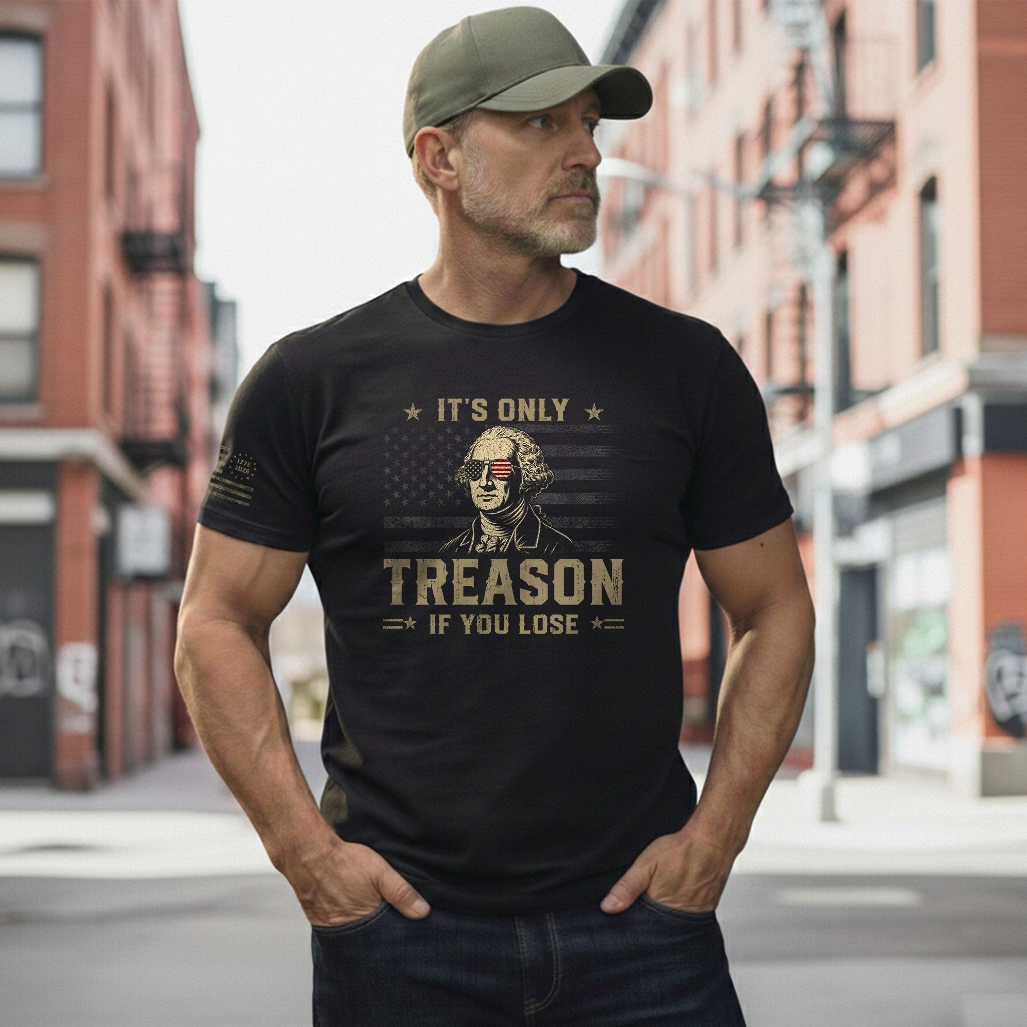 It's Only Treason If You Lose Shirt George Washington Patriotic American Flag 2D Tee - Rust Field Wear