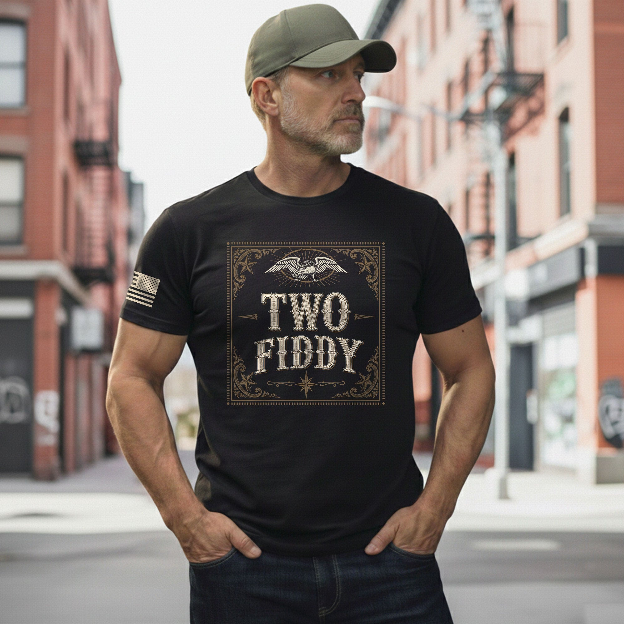 Two Fiddy Vintage Emblem Graphic Tee - Elegant 250th Anniversary Heritage Cotton Shirt - Rust Field Wear
