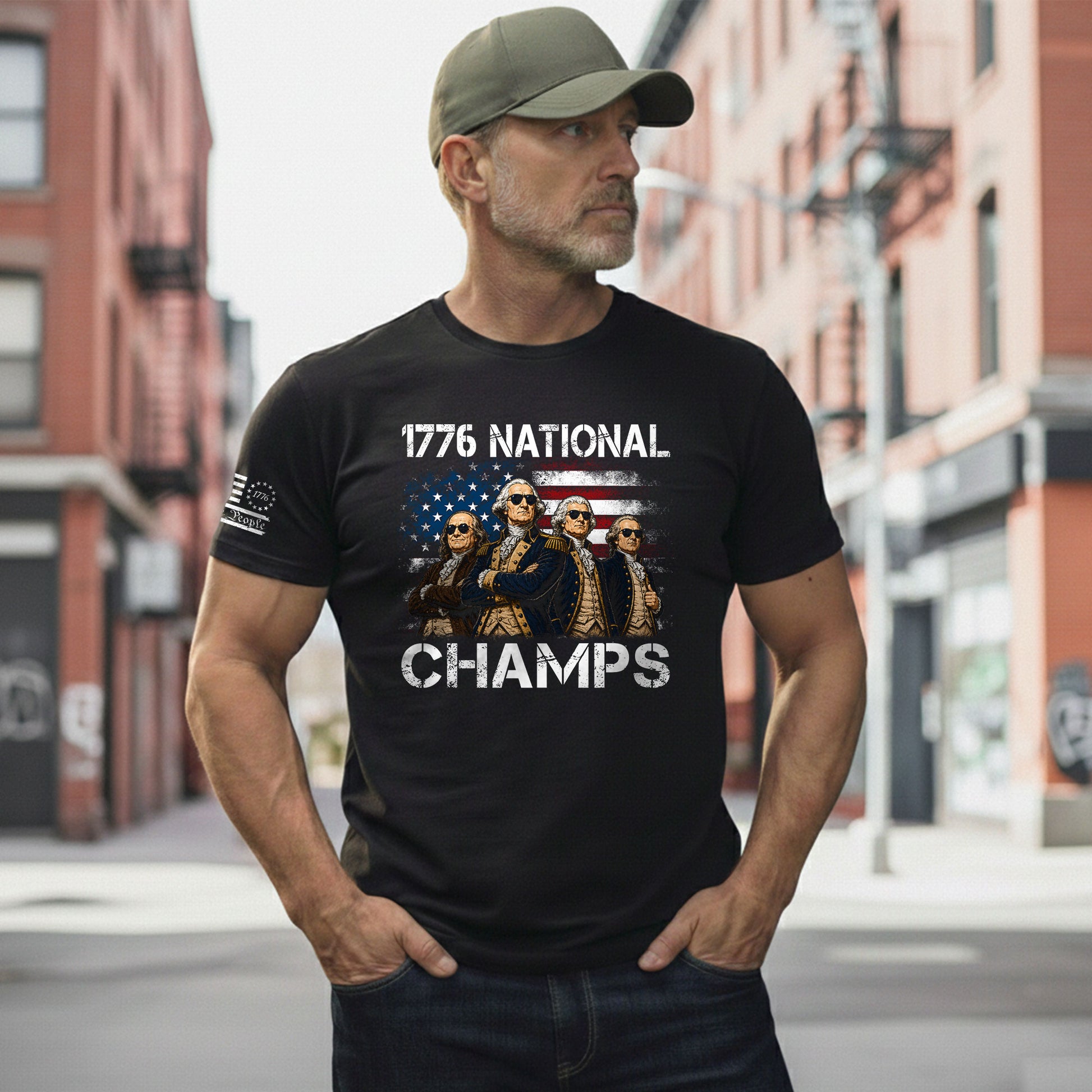 1776 National Champs T-Shirt - Patriotic Founding Fathers Graphic Tee for Men & Women - Rust Field Wear