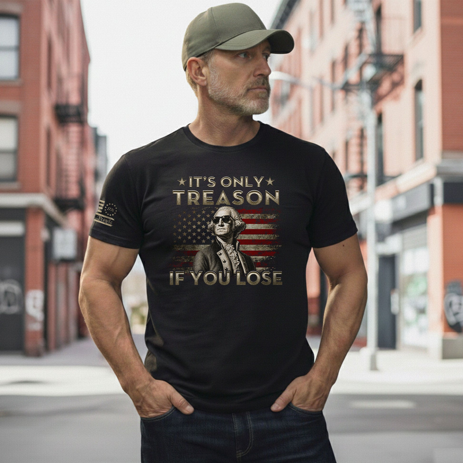 It's Only Treason If You Lose T-Shirt Patriotic George Washington American Flag Tee - Rust Field Wear
