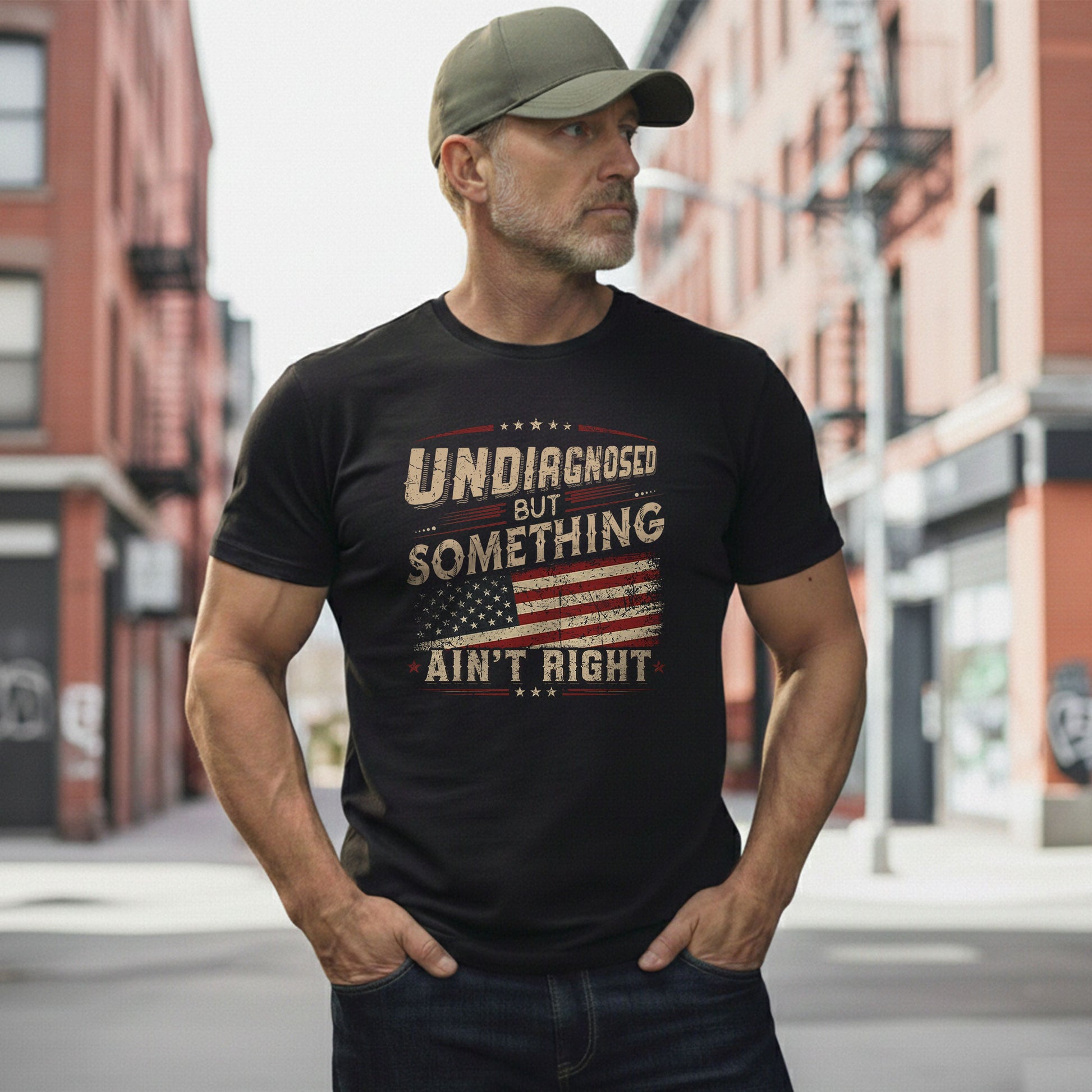 Undiagnosed But Something Ain't Right T-Shirt Vintage USA Flag Patriotic Graphic Tee - Rust Field Wear