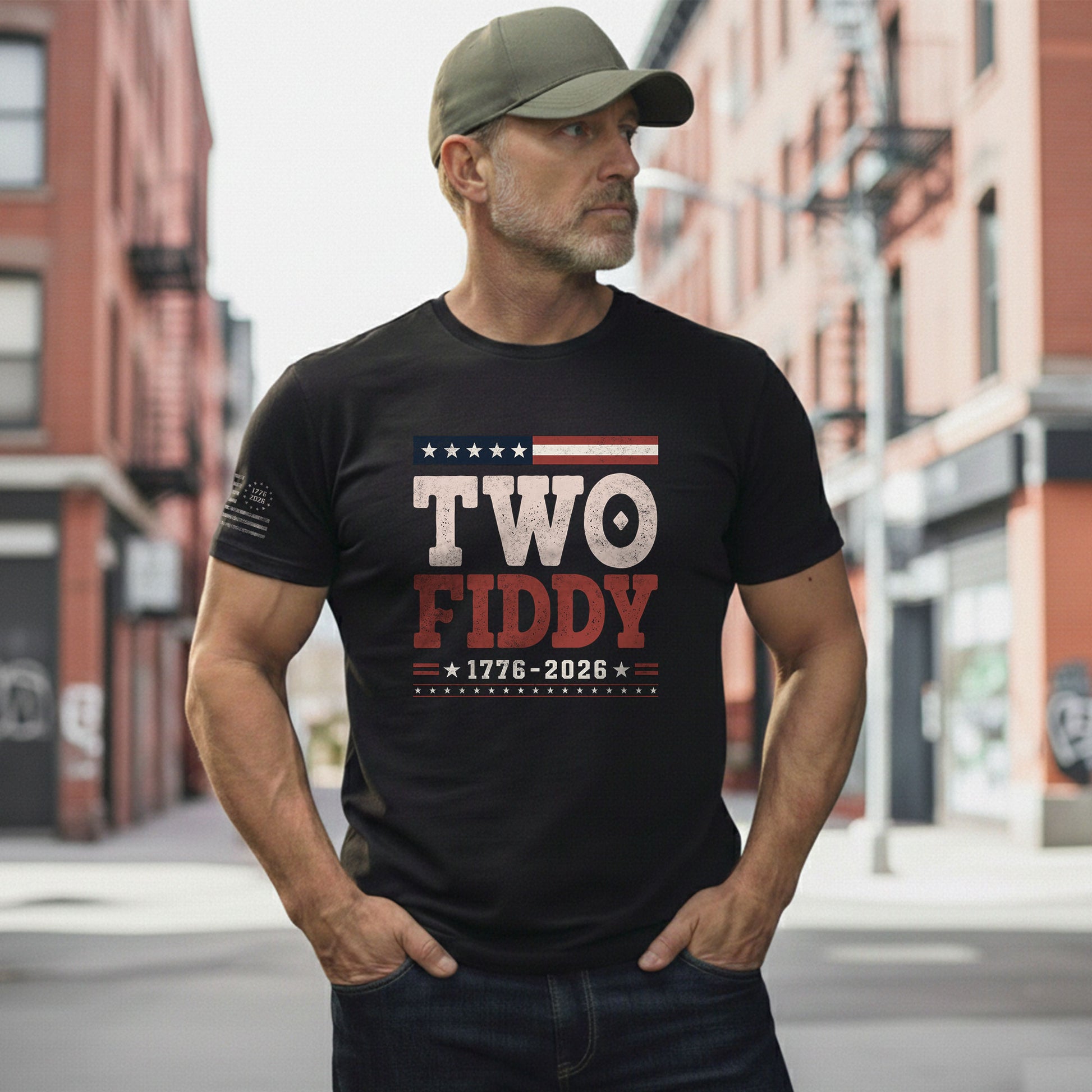 Two Fiddy 1776-2026 Patriotic T-Shirt - Vintage American Independence Graphic Tee - Rust Field Wear