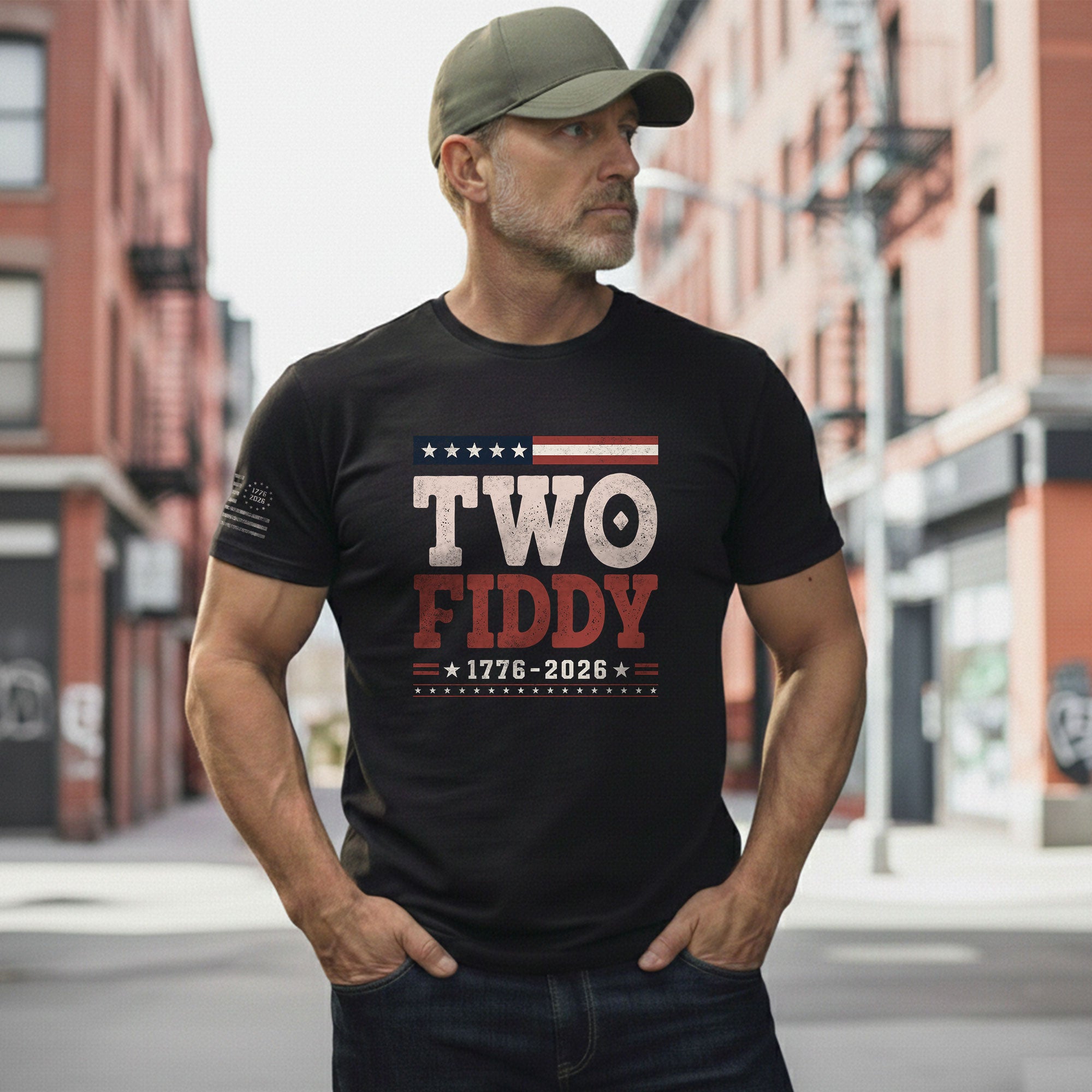 Two Fiddy 1776-2026 Patriotic T-Shirt - Vintage American Independence Graphic Tee - Rust Field Wear