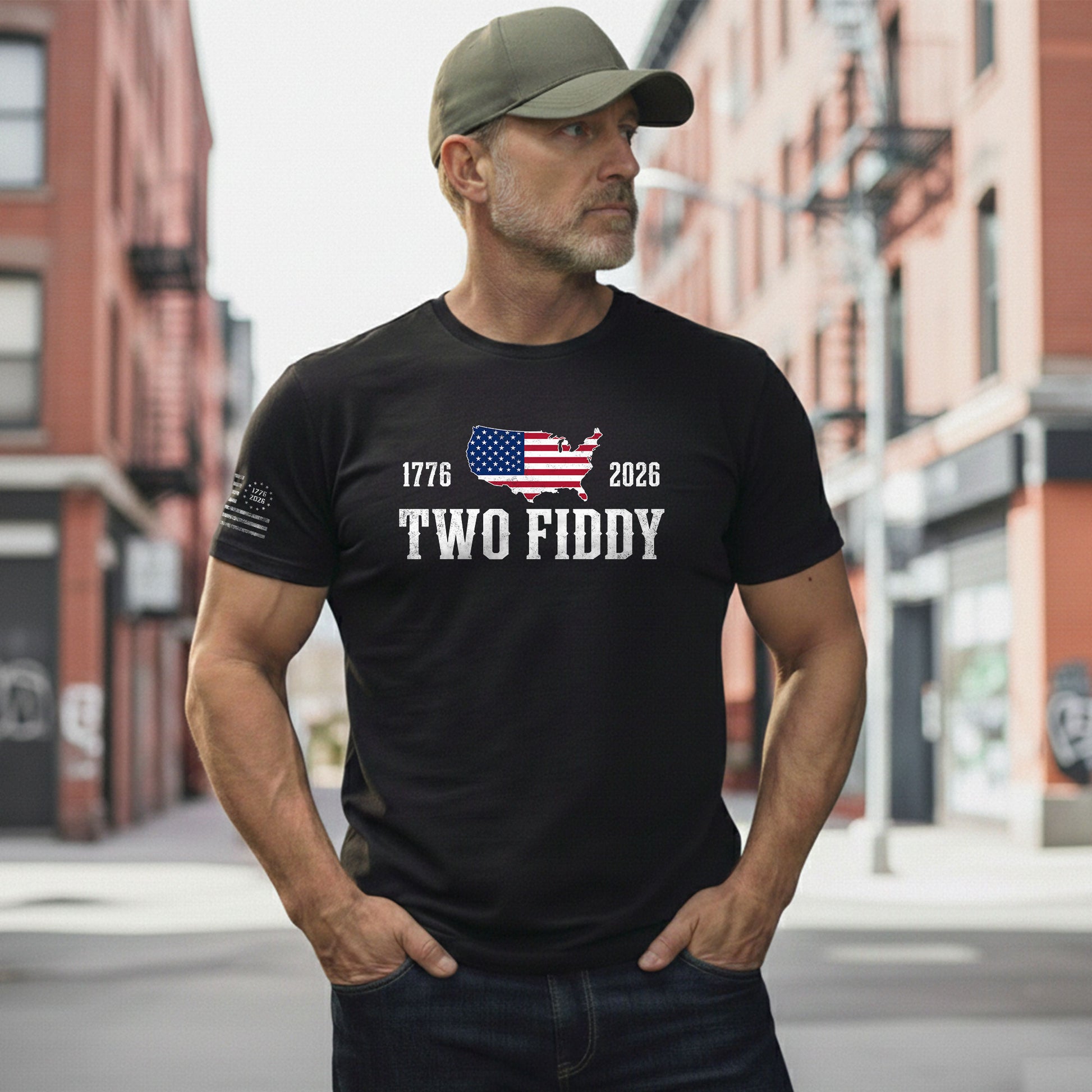 Patriotic Two Fiddy 1776-2026 Map Design - Classic American Anniversary Graphic Tee - Rust Field Wear