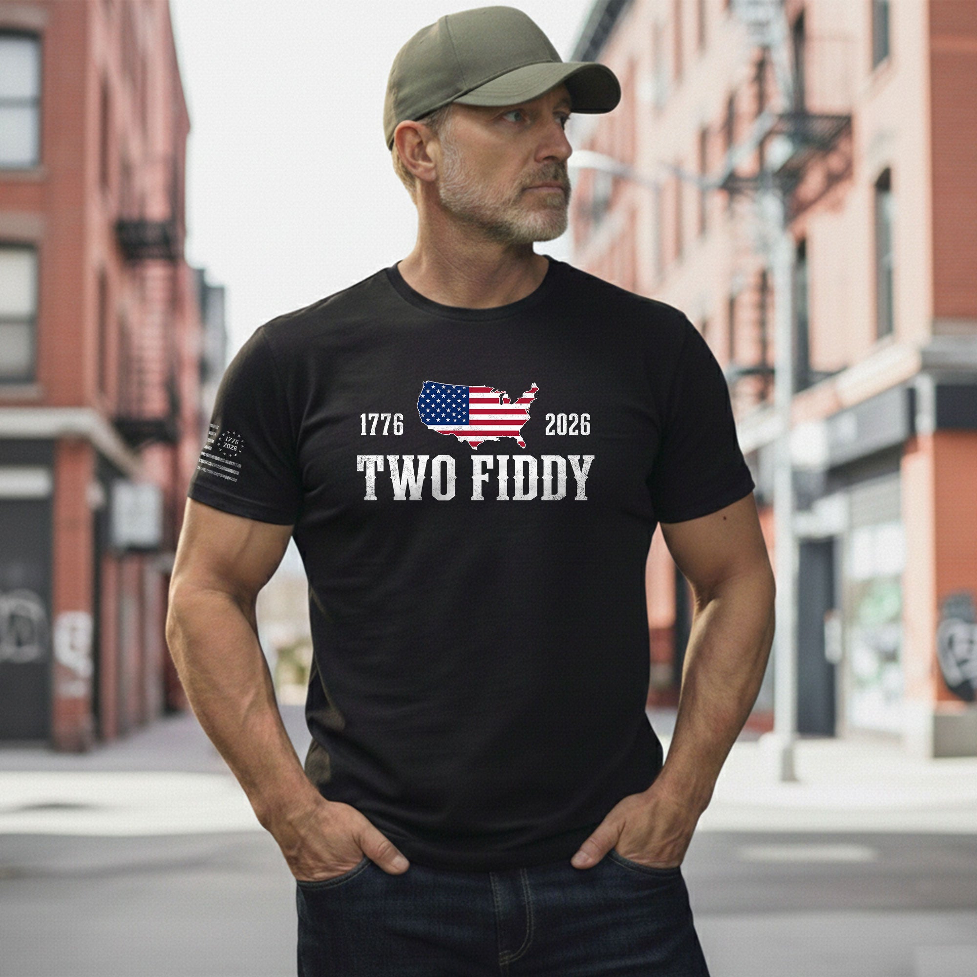 Patriotic Two Fiddy 1776-2026 Map Design - Classic American Anniversary Graphic Tee - Rust Field Wear