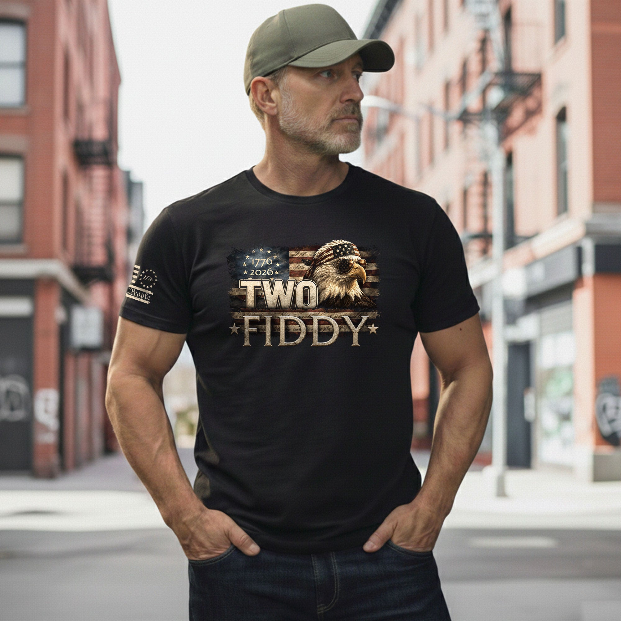 Two Fiddy 1776 2026 Graphic Tee Bald Eagle Patriotic Apparel Heritage Clothing - Rust Field Wear