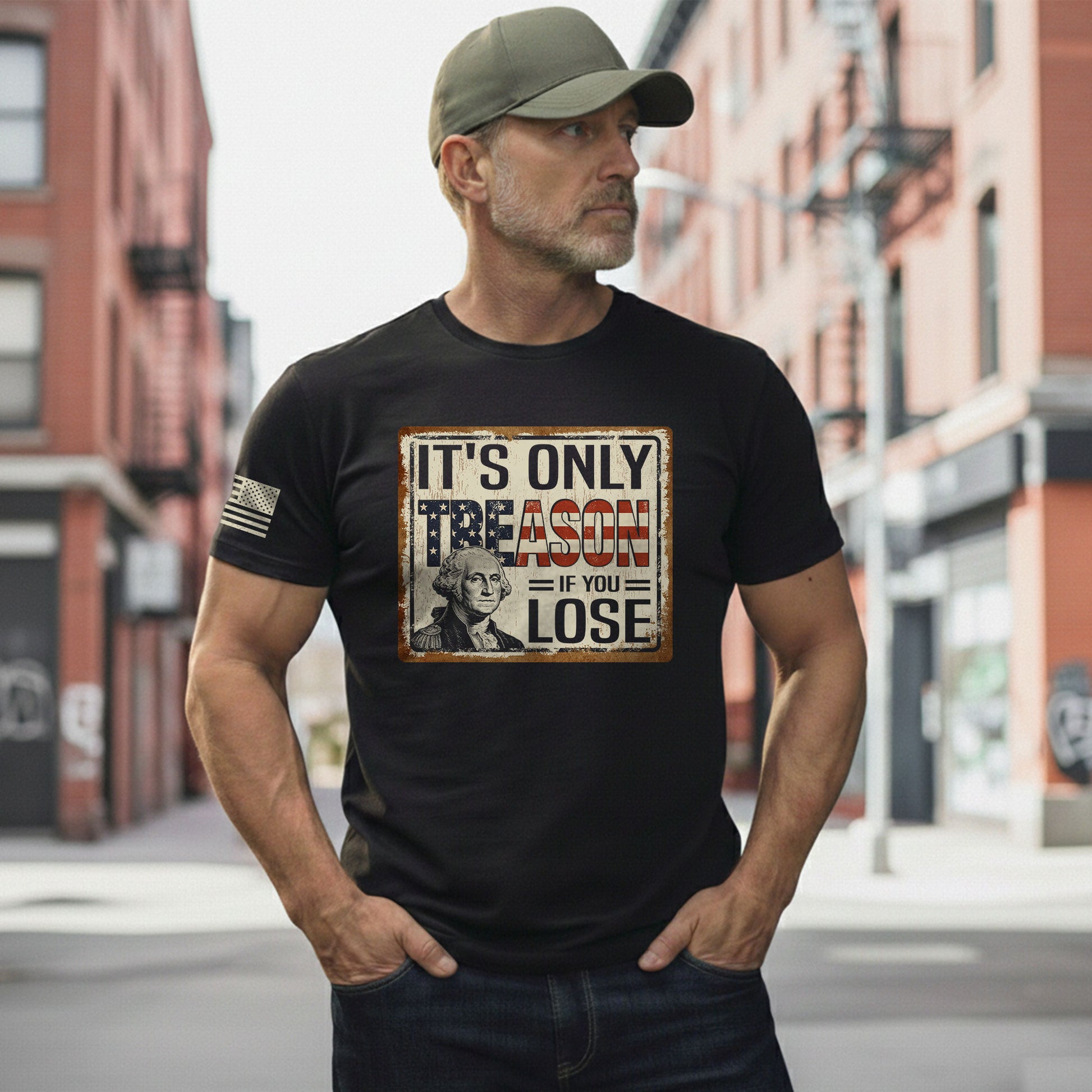 It's Only Treason If You Lose T-Shirt Vintage George Washington Patriotic US Flag Tee - Rust Field Wear