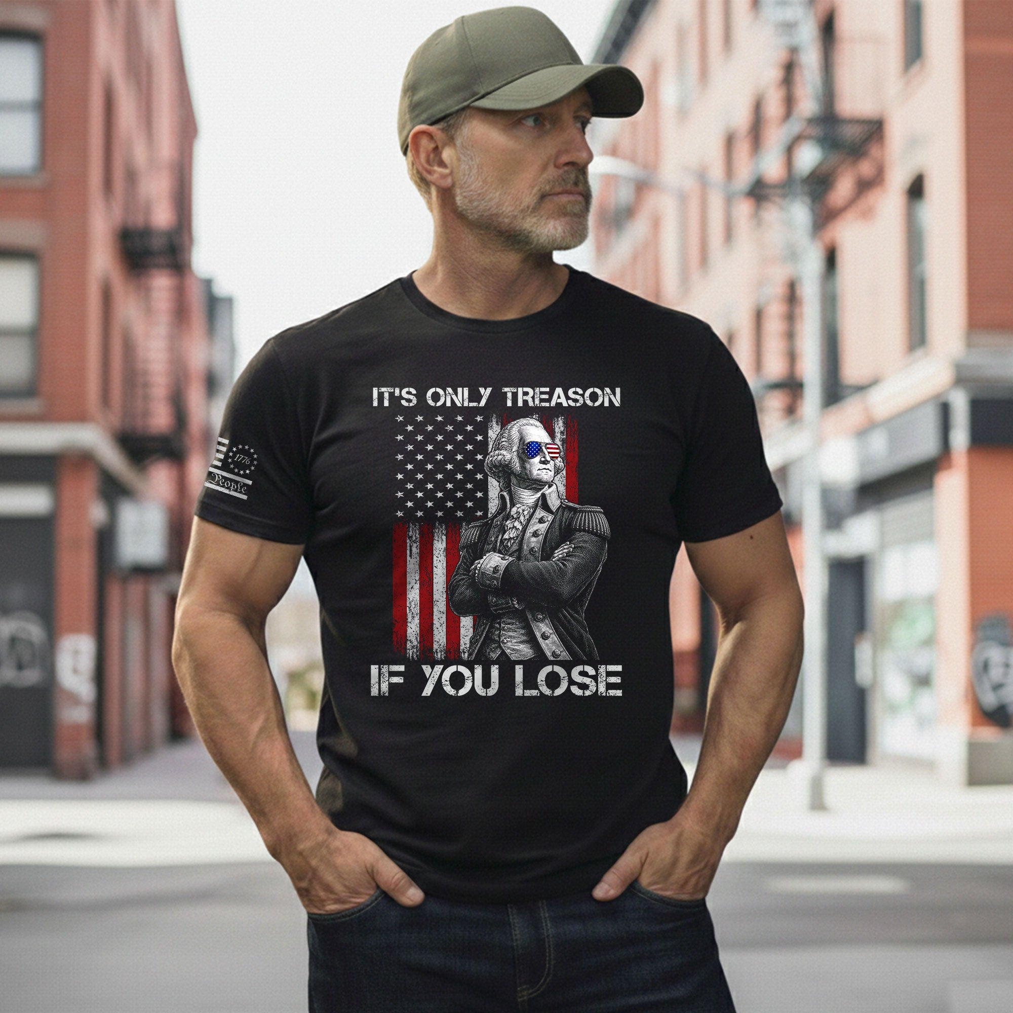 It's Only Treason If You Lose Shirt Patriotic George Washington Retro Flag Men T-Shirt - Rust Field Wear