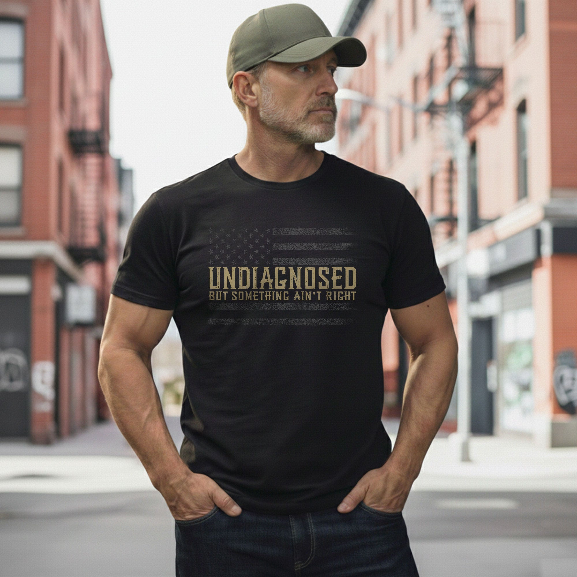 Undiagnosed But Something Ain't Right Graphic Tee Tactical USA Flag Patriotic Shirt - Rust Field Wear