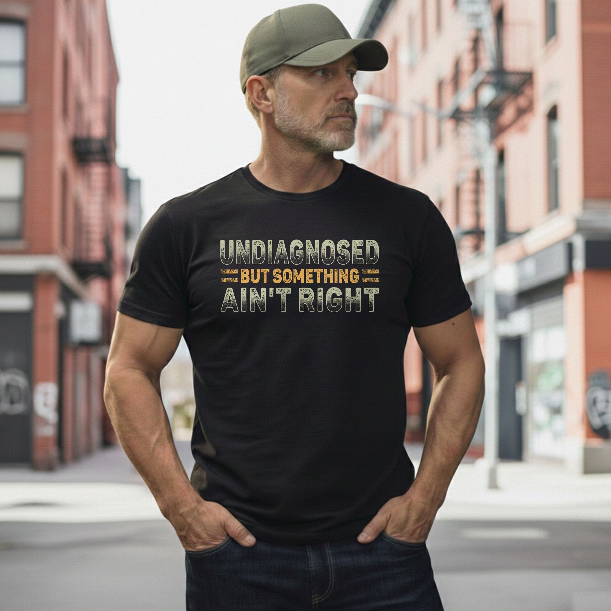 Undiagnosed But Something Ain't Right Graphic T Shirt Retro Style Casual Mens Tee - Rust Field Wear