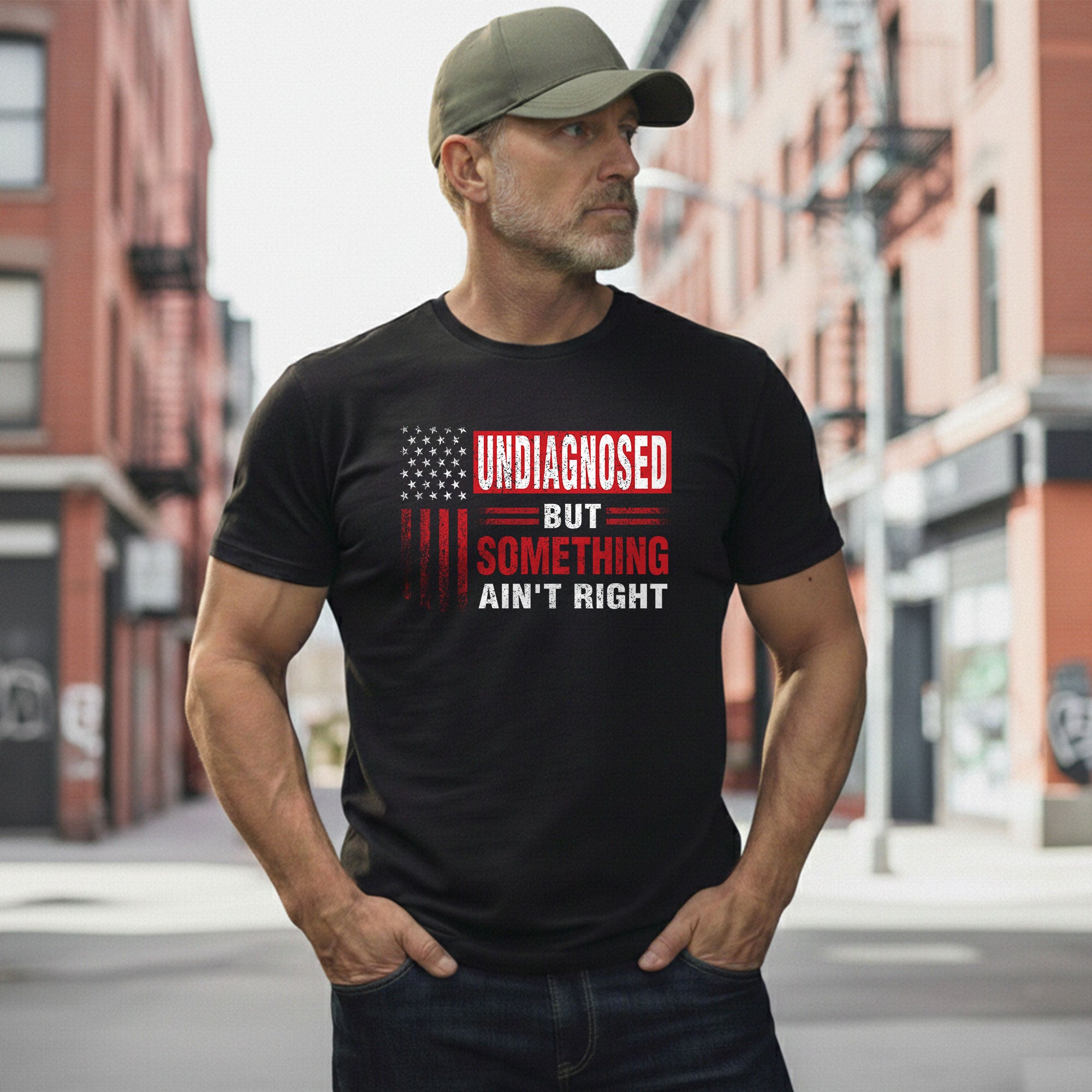 Undiagnosed But Something Ain't Right T-Shirt Patriotic American Flag Distressed Tee - Rust Field Wear