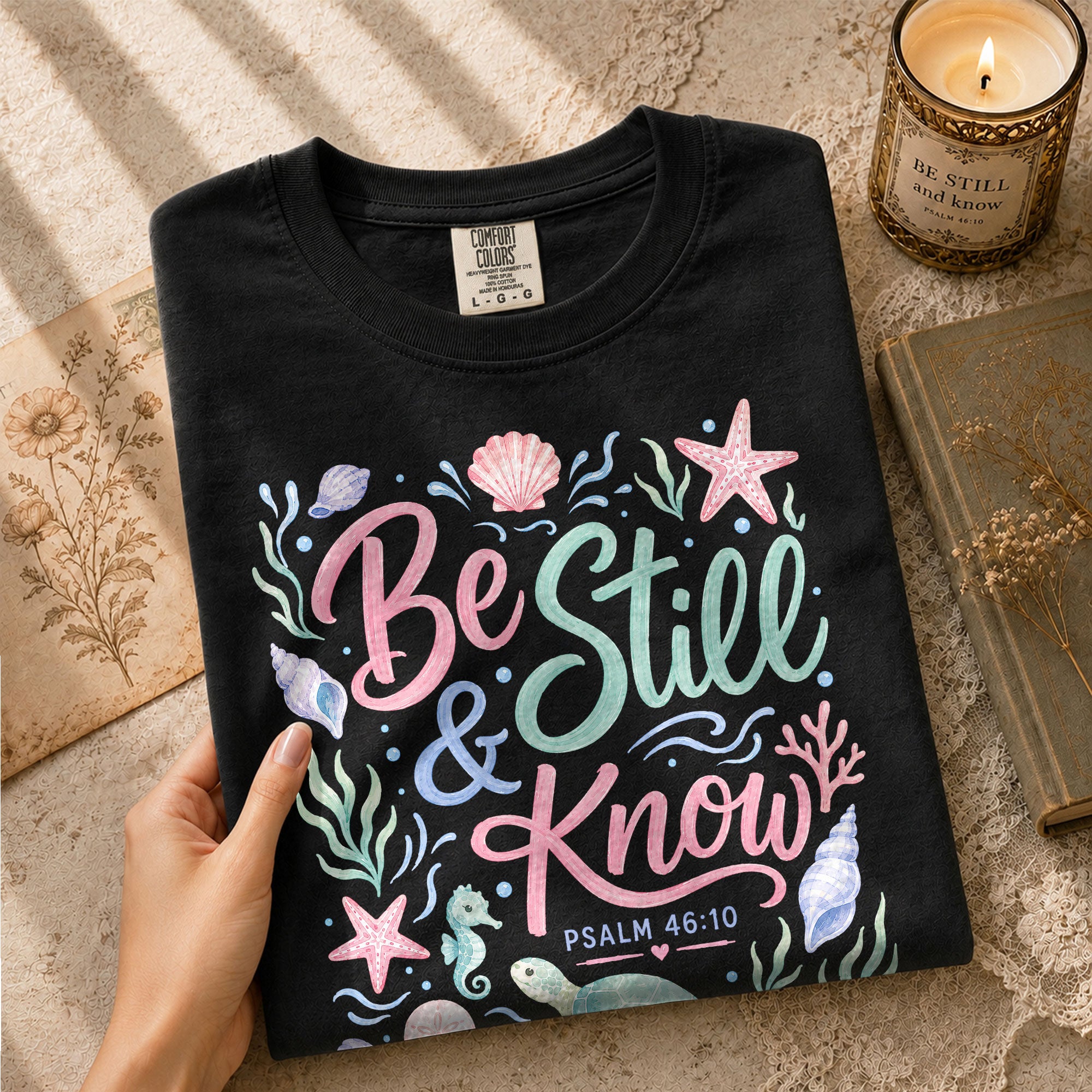 Be Still And Know Shirt Sea Turtle Ocean Beach Christian Psalm 46 10 Faith Graphic Tee - Rust Field Wear
