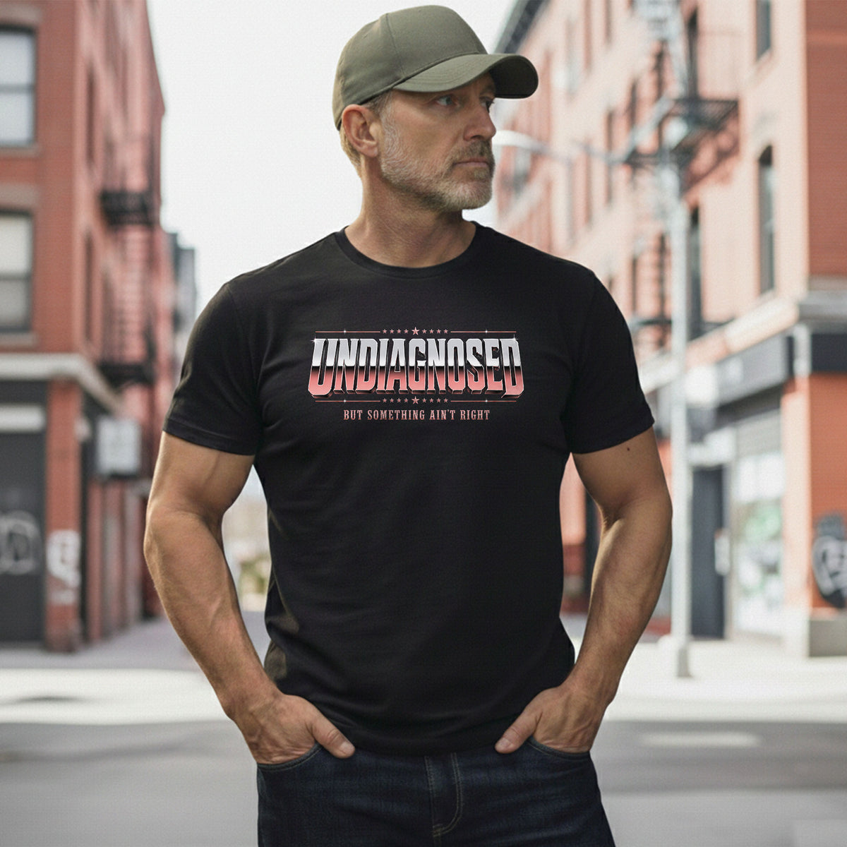 Undiagnosed But Something Ain't Right Funny Sarcastic Humor Graphic T-Shirt for Adults - Rust Field Wear