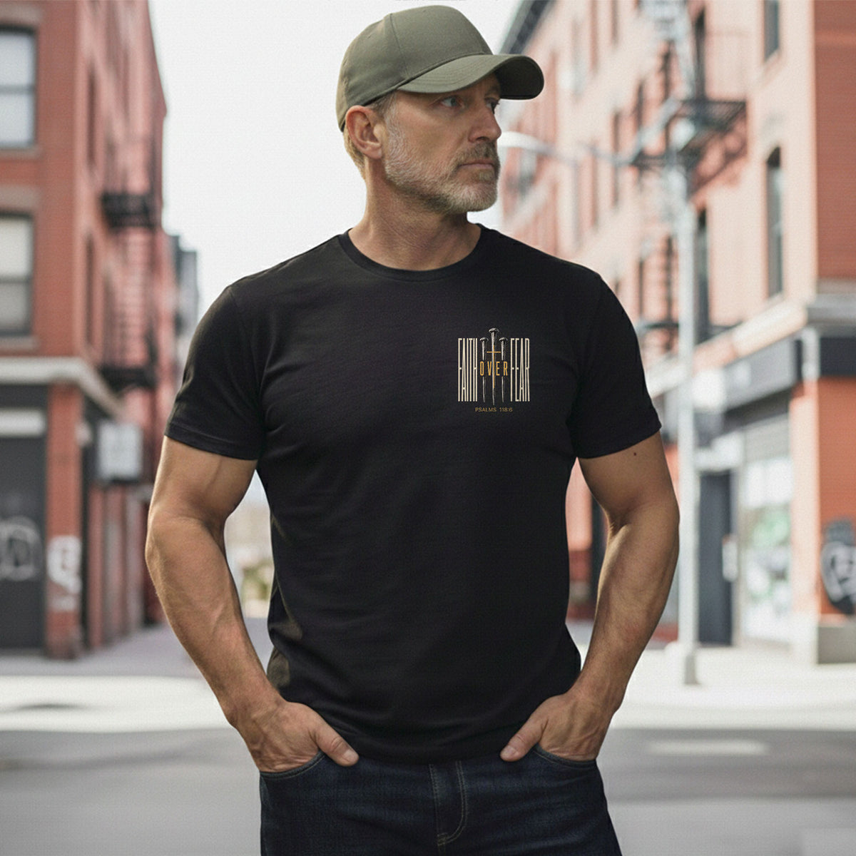 Faith Over Fear T Shirt Christian Cross Nails Psalms 118 6 Religious Tee Apparel - Rust Field Wear